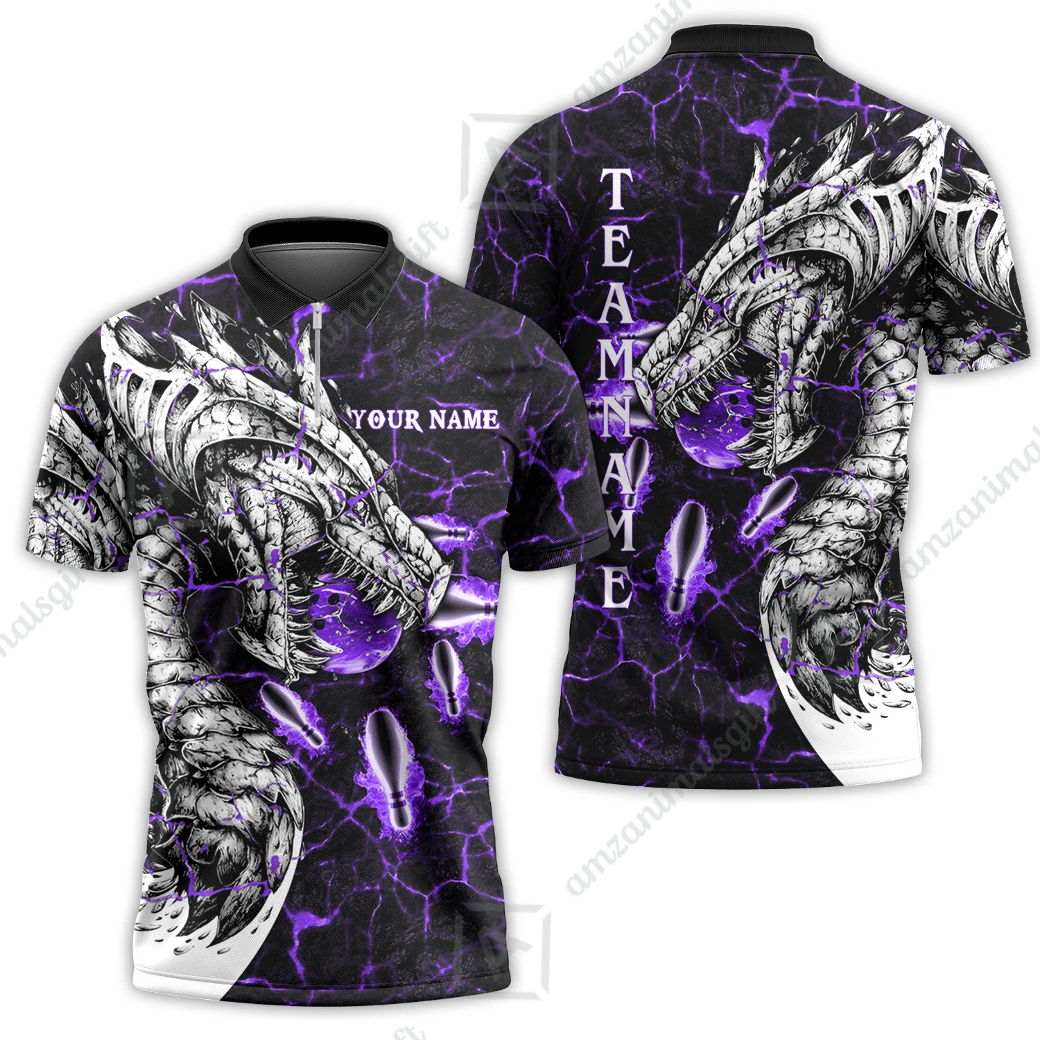 Customized Bowling Polo, Magma Dragon Bowling And Pins Multicolor Option Customized Name, Team Name Polo Shirts For Bowling Team - Image 15