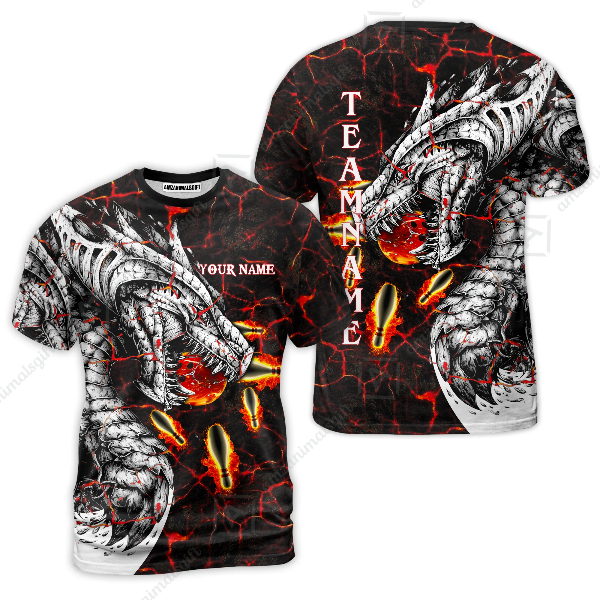 Customized Bowling Polo, Magma Dragon Bowling And Pins Multicolor Option Customized Name, Team Name Polo Shirts For Bowling Team - Image 19
