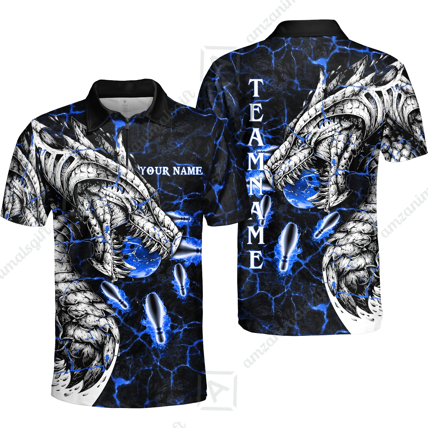 Customized Bowling Polo, Magma Dragon Bowling And Pins Multicolor Option Customized Name, Team Name Polo Shirts For Bowling Team - Image 26