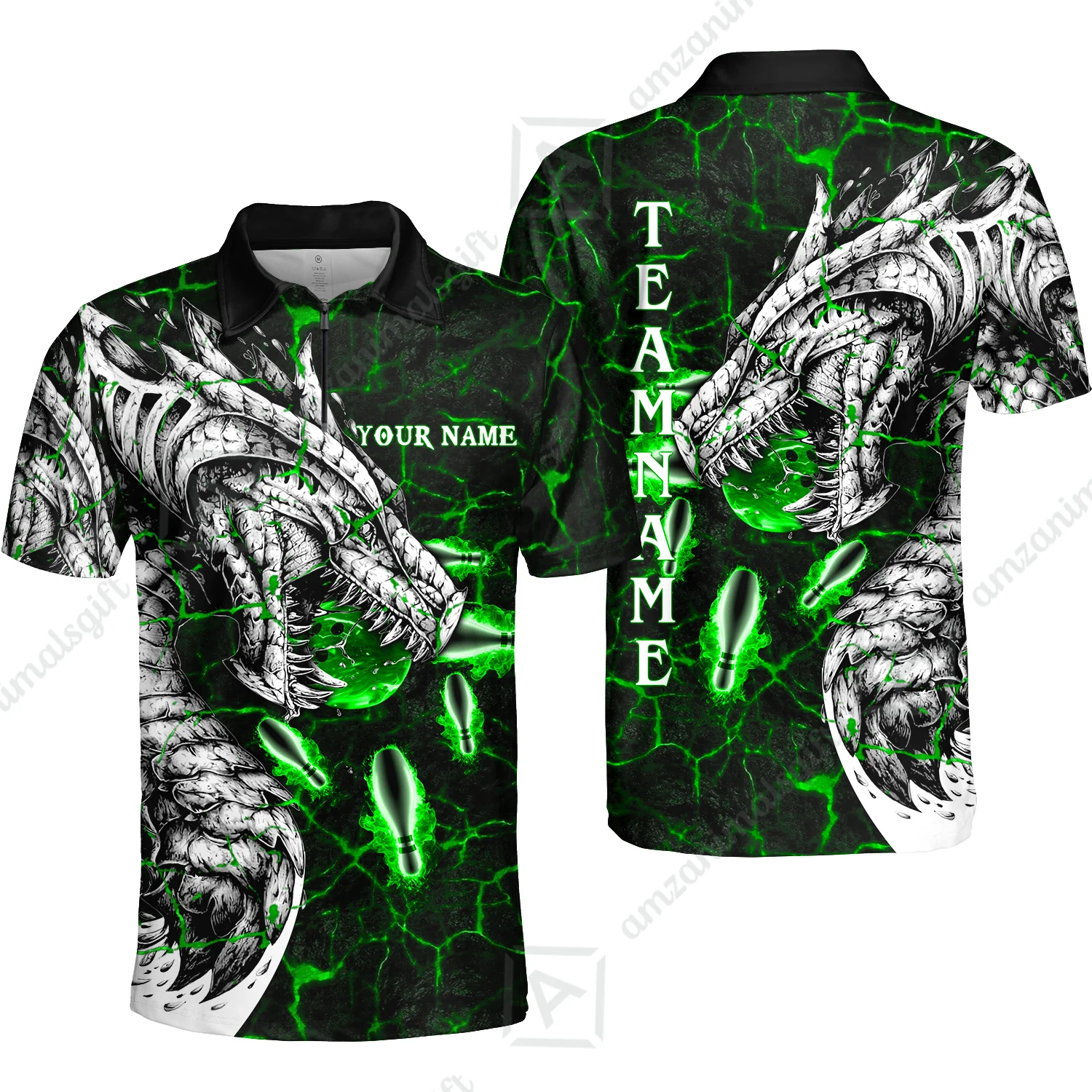 Customized Bowling Polo, Magma Dragon Bowling And Pins Multicolor Option Customized Name, Team Name Polo Shirts For Bowling Team - Image 34