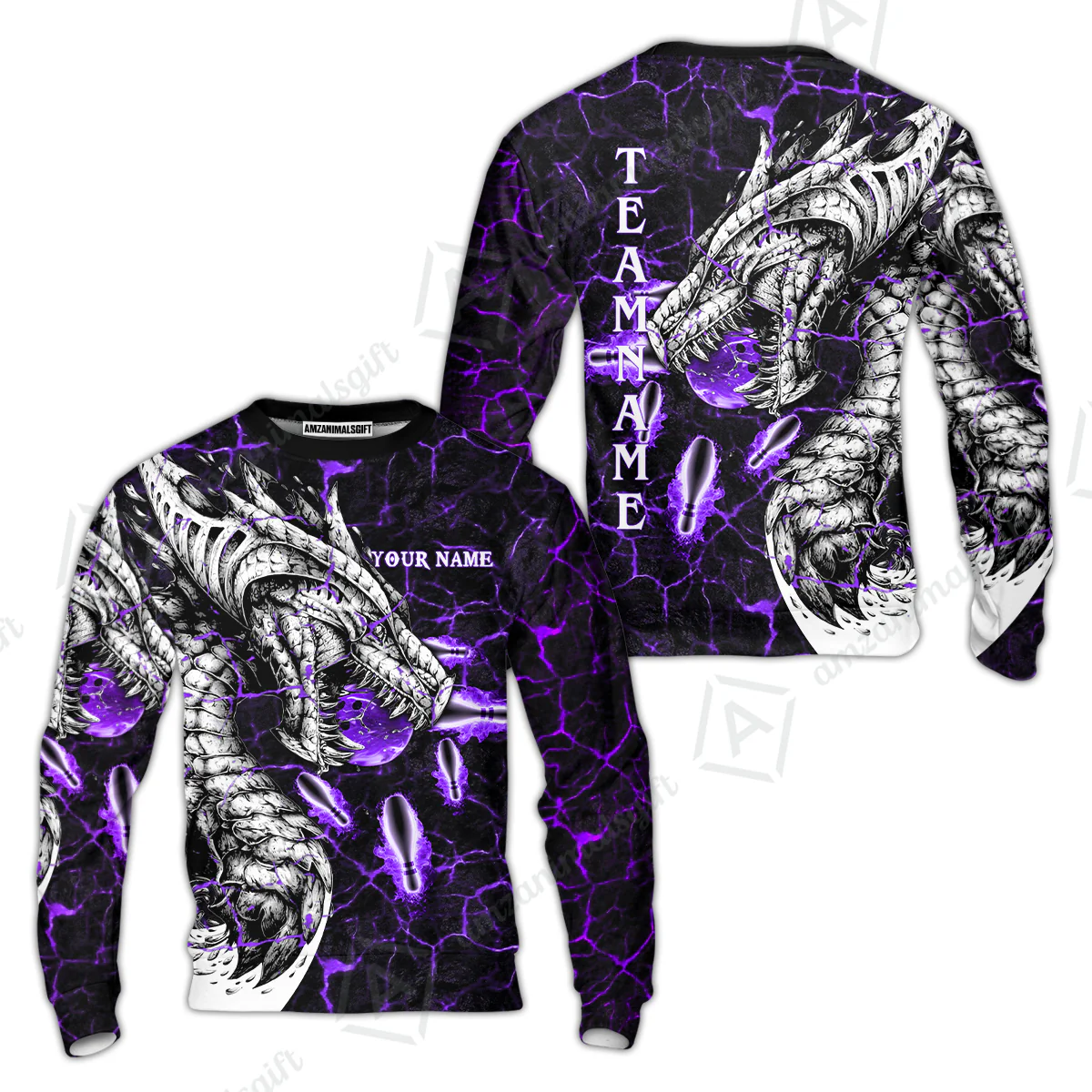 Customized Bowling Polo, Magma Dragon Bowling And Pins Multicolor Option Customized Name, Team Name Polo Shirts For Bowling Team - Image 47
