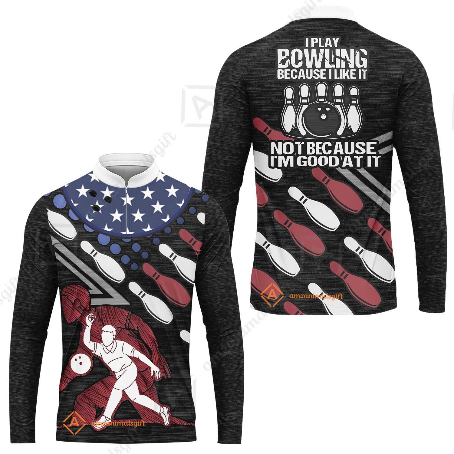 Customized Bowling Polo Shirt - I Play Bowling Because I Like It , American Flag Bowling Team Jersey Polo Shirts - Bowling Team Uniforms Jerseys - Image 14