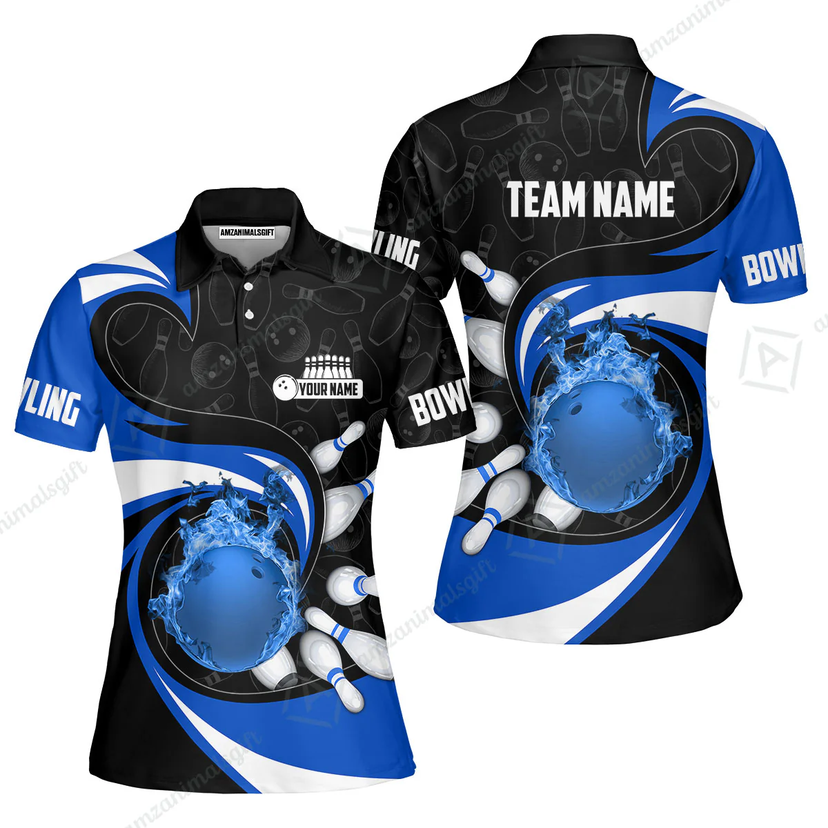 Customized Bowling Jersey Shirt, Bowling Ball And Pins Vortex Pattern Multicolor Customized Name And Team Name For Bowling Team - Image 11