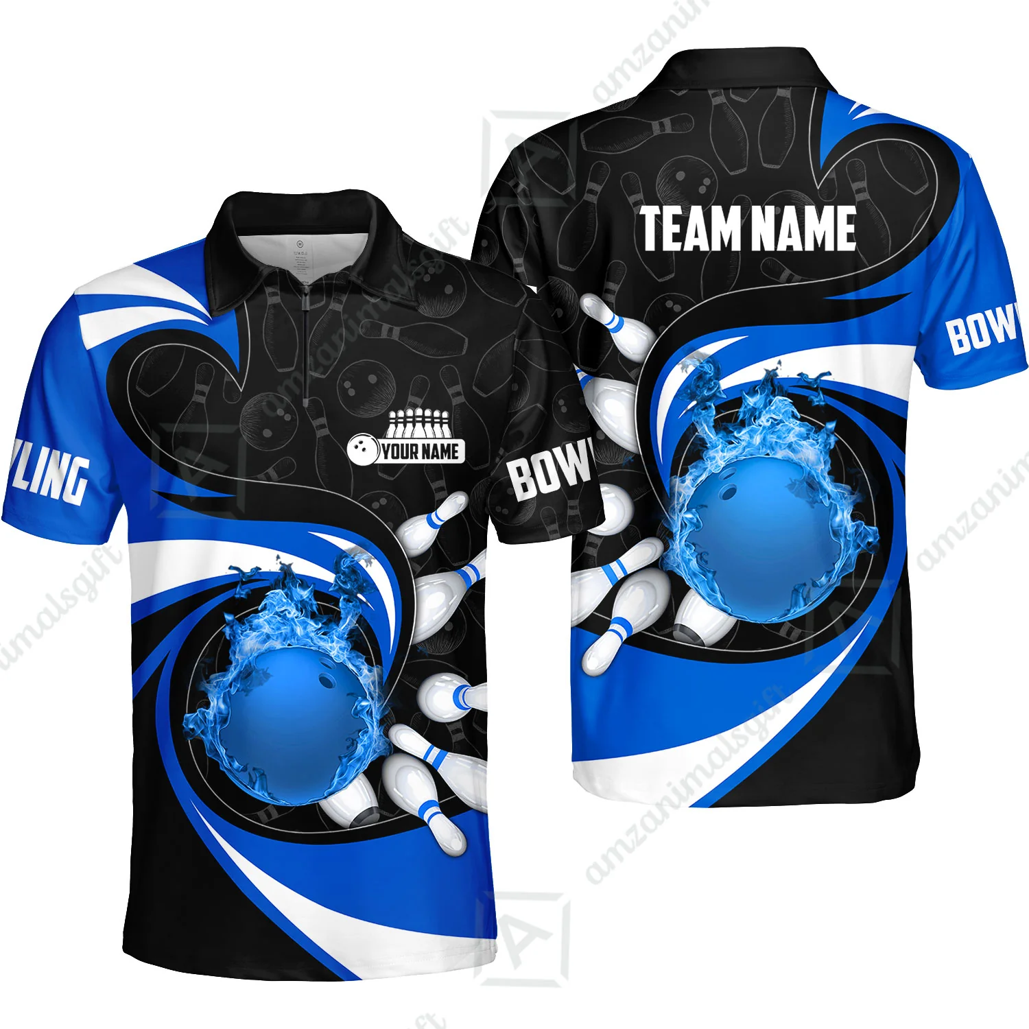 Customized Bowling Jersey Shirt, Bowling Ball And Pins Vortex Pattern Multicolor Customized Name And Team Name For Bowling Team - Image 12
