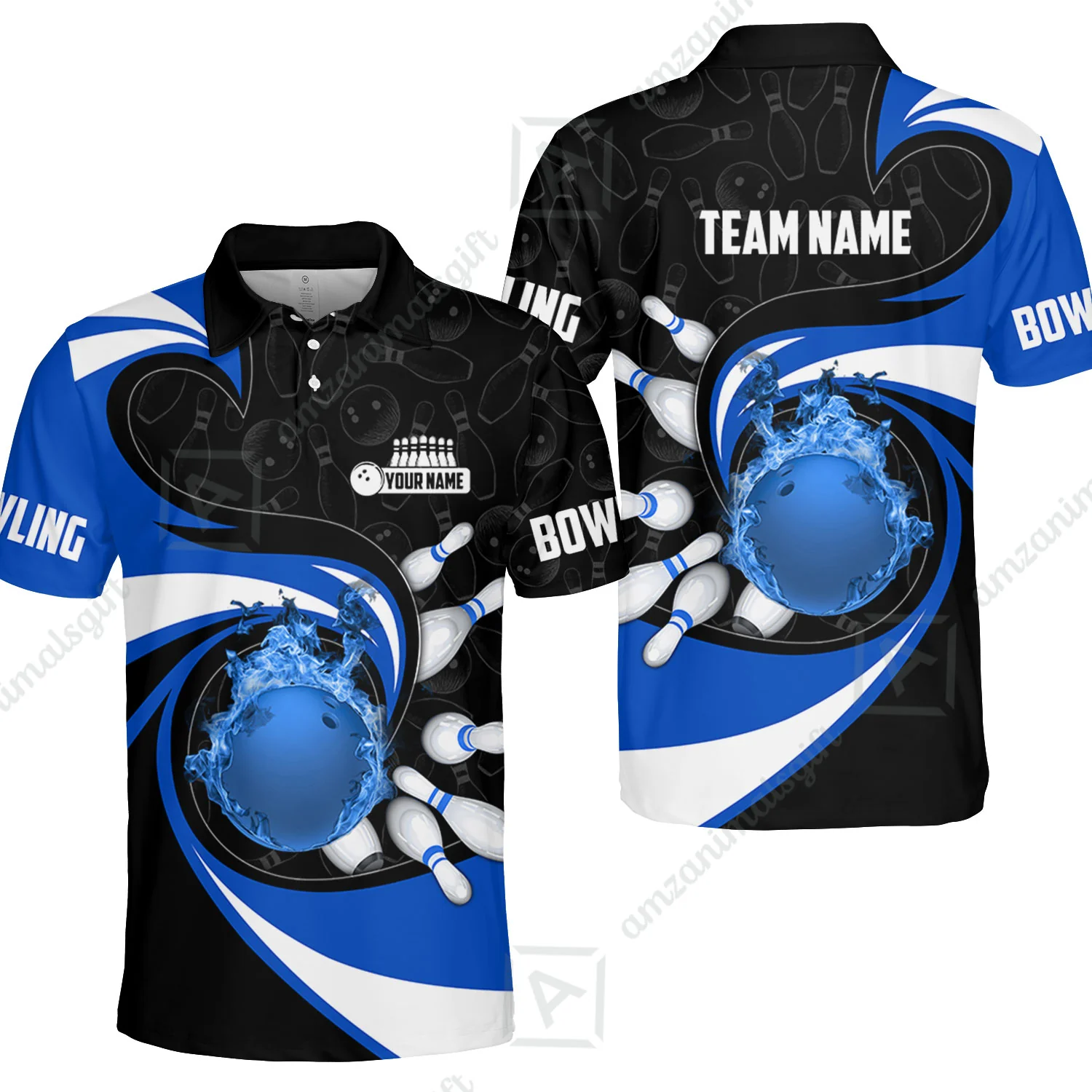 Customized Bowling Jersey Shirt, Bowling Ball And Pins Vortex Pattern Multicolor Customized Name And Team Name For Bowling Team - Image 13