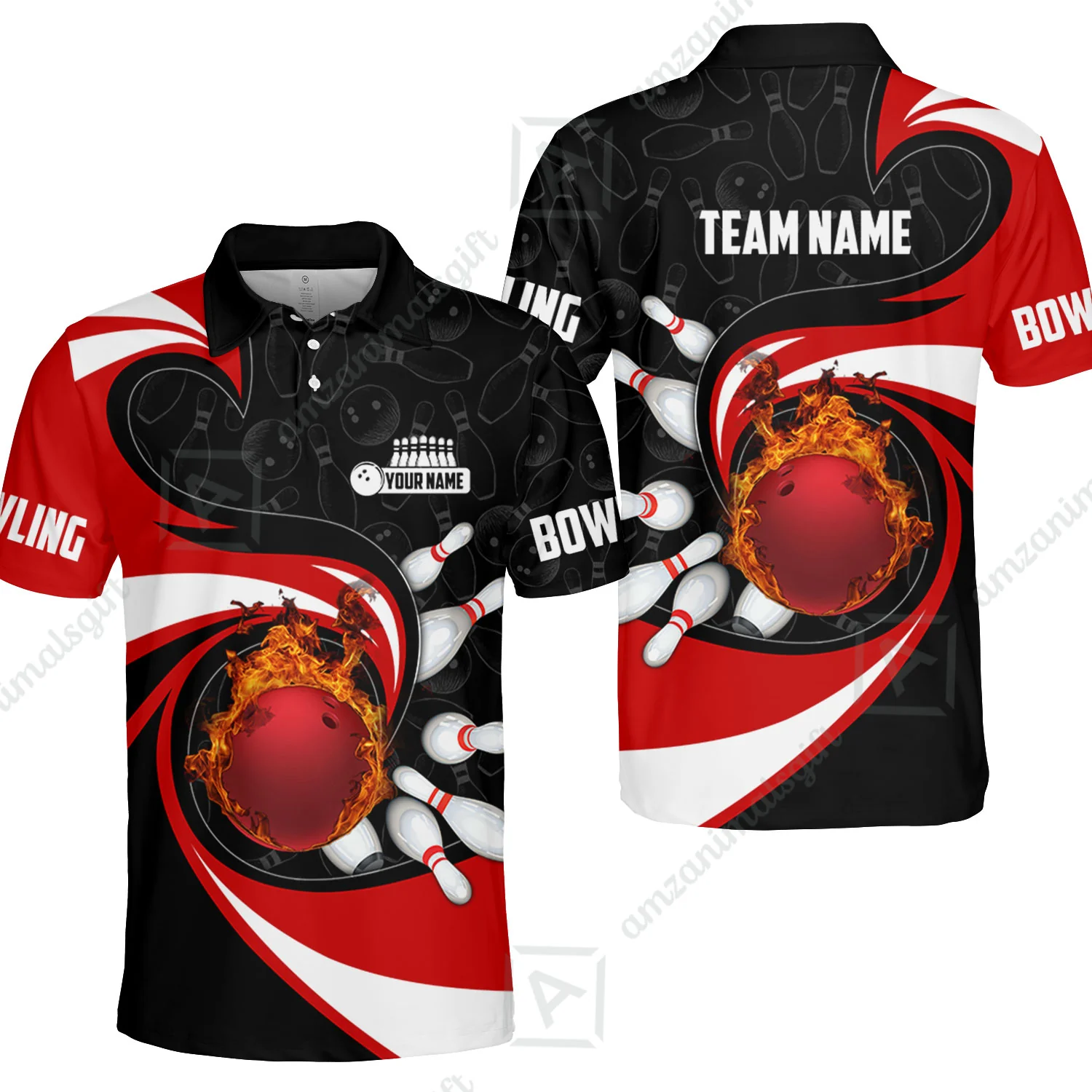 Customized Bowling Jersey Shirt, Bowling Ball And Pins Vortex Pattern Multicolor Customized Name And Team Name For Bowling Team - Image 17