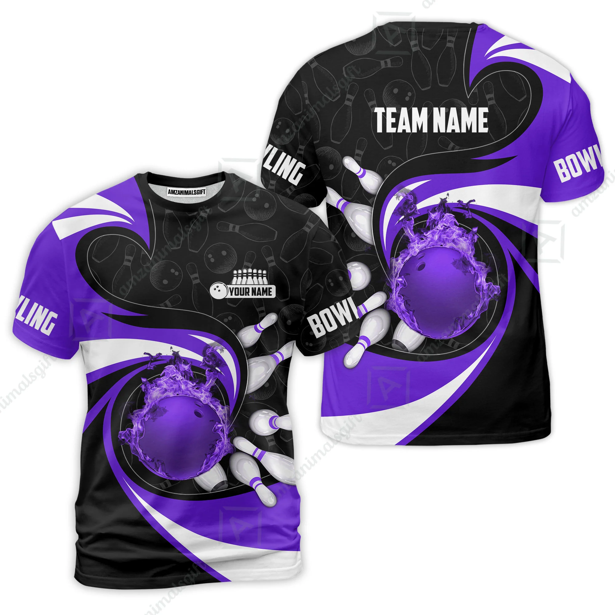Customized Bowling Jersey Shirt, Bowling Ball And Pins Vortex Pattern Multicolor Customized Name And Team Name For Bowling Team - Image 18