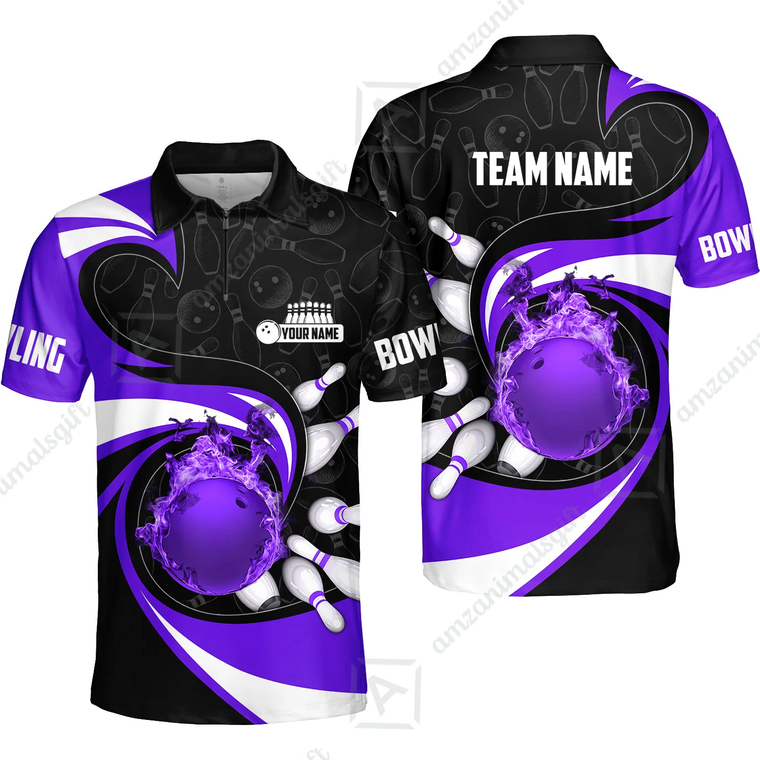 Customized Bowling Jersey Shirt, Bowling Ball And Pins Vortex Pattern Multicolor Customized Name And Team Name For Bowling Team - Image 20