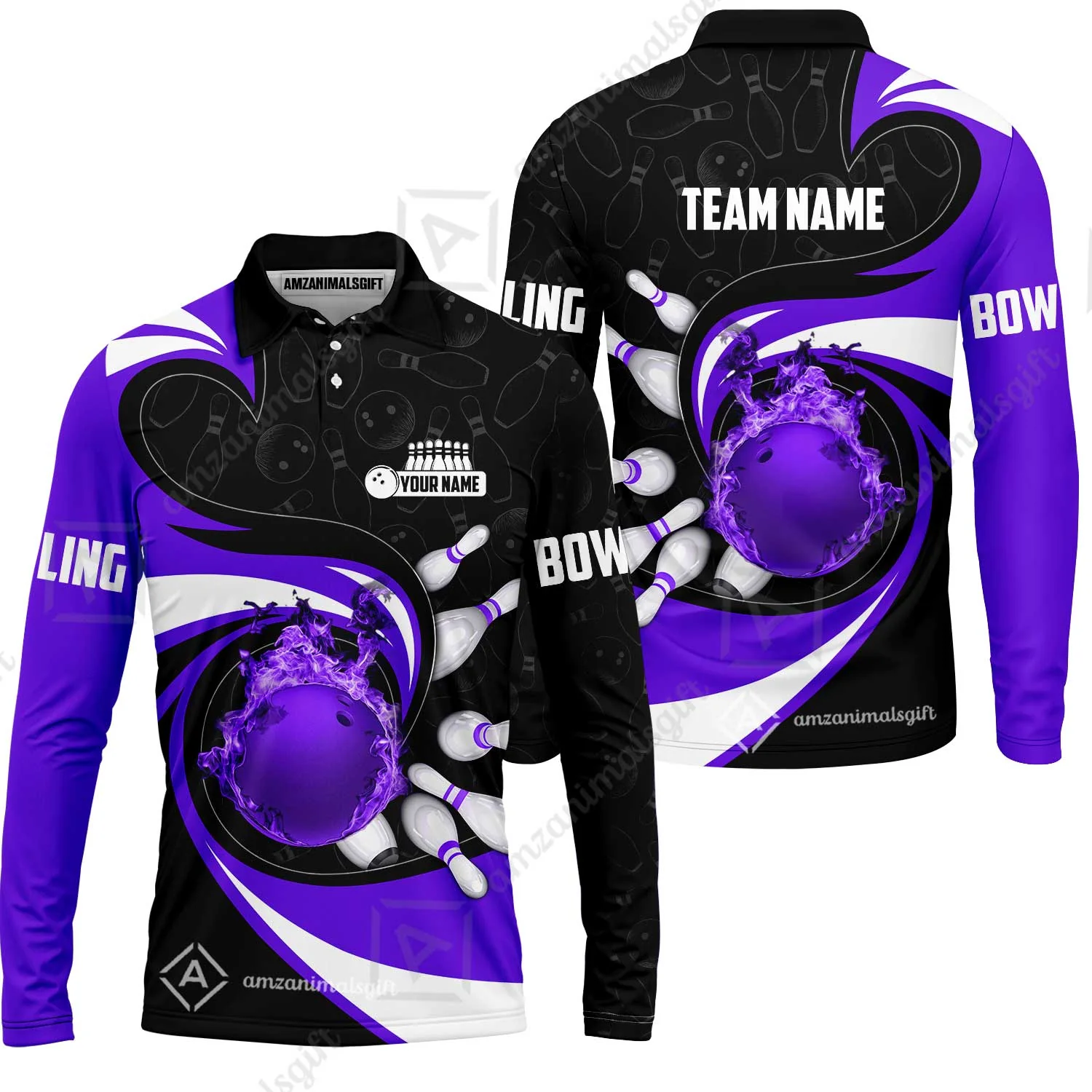 Customized Bowling Jersey Shirt, Bowling Ball And Pins Vortex Pattern Multicolor Customized Name And Team Name For Bowling Team - Image 32