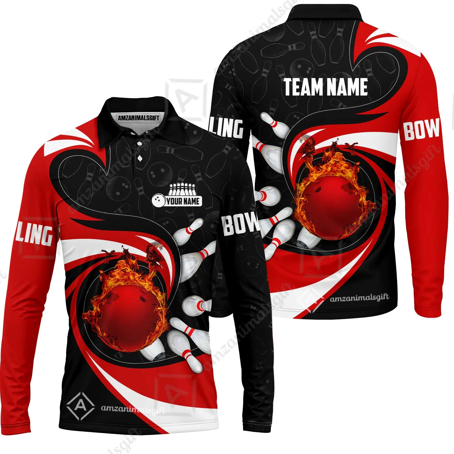 Customized Bowling Jersey Shirt, Bowling Ball And Pins Vortex Pattern Multicolor Customized Name And Team Name For Bowling Team - Image 33