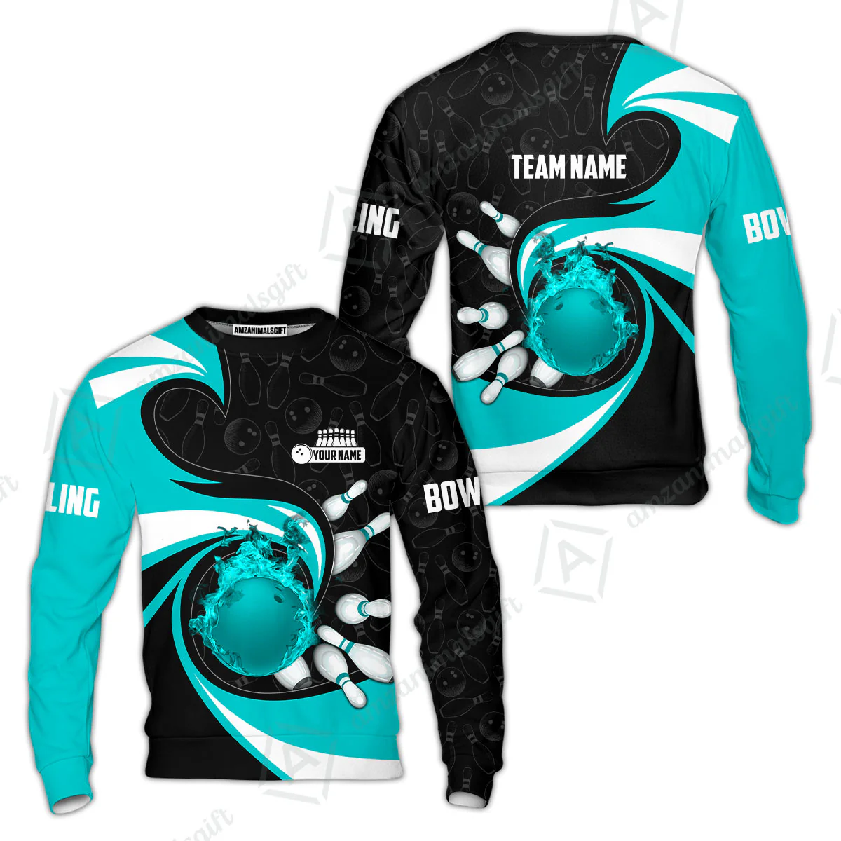 Customized Bowling Jersey Shirt, Bowling Ball And Pins Vortex Pattern Multicolor Customized Name And Team Name For Bowling Team - Image 39