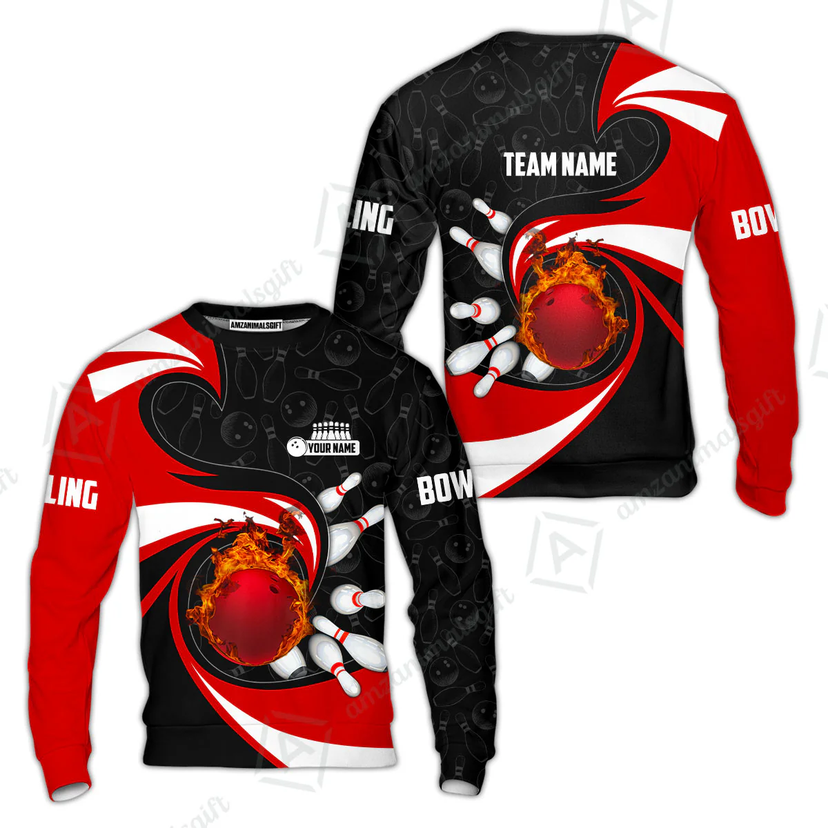 Customized Bowling Jersey Shirt, Bowling Ball And Pins Vortex Pattern Multicolor Customized Name And Team Name For Bowling Team - Image 41