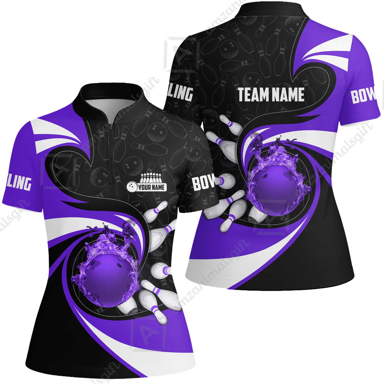 Customized Bowling Jersey Shirt, Bowling Ball And Pins Vortex Pattern Multicolor Customized Name And Team Name For Bowling Team - Image 48