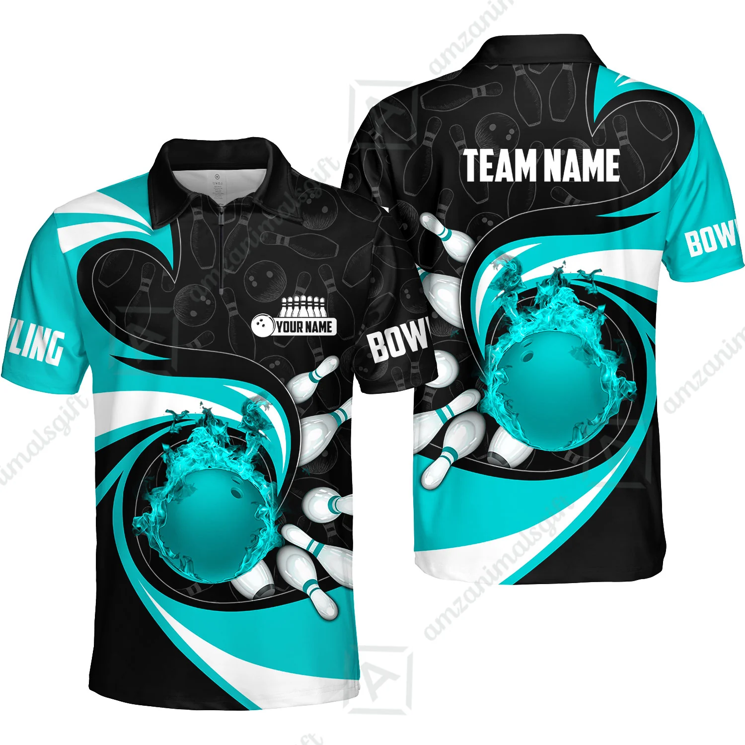 Customized Bowling Jersey Shirt, Bowling Ball And Pins Vortex Pattern Multicolor Customized Name And Team Name For Bowling Team - Image 5