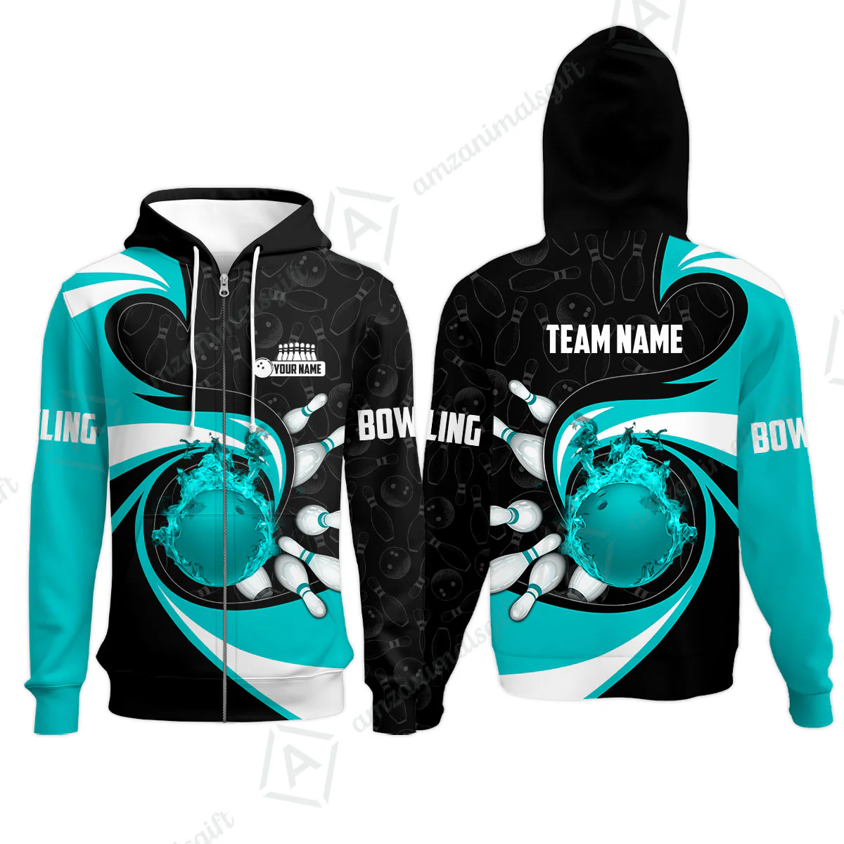 Customized Bowling Jersey Shirt, Bowling Ball And Pins Vortex Pattern Multicolor Customized Name And Team Name For Bowling Team - Image 54