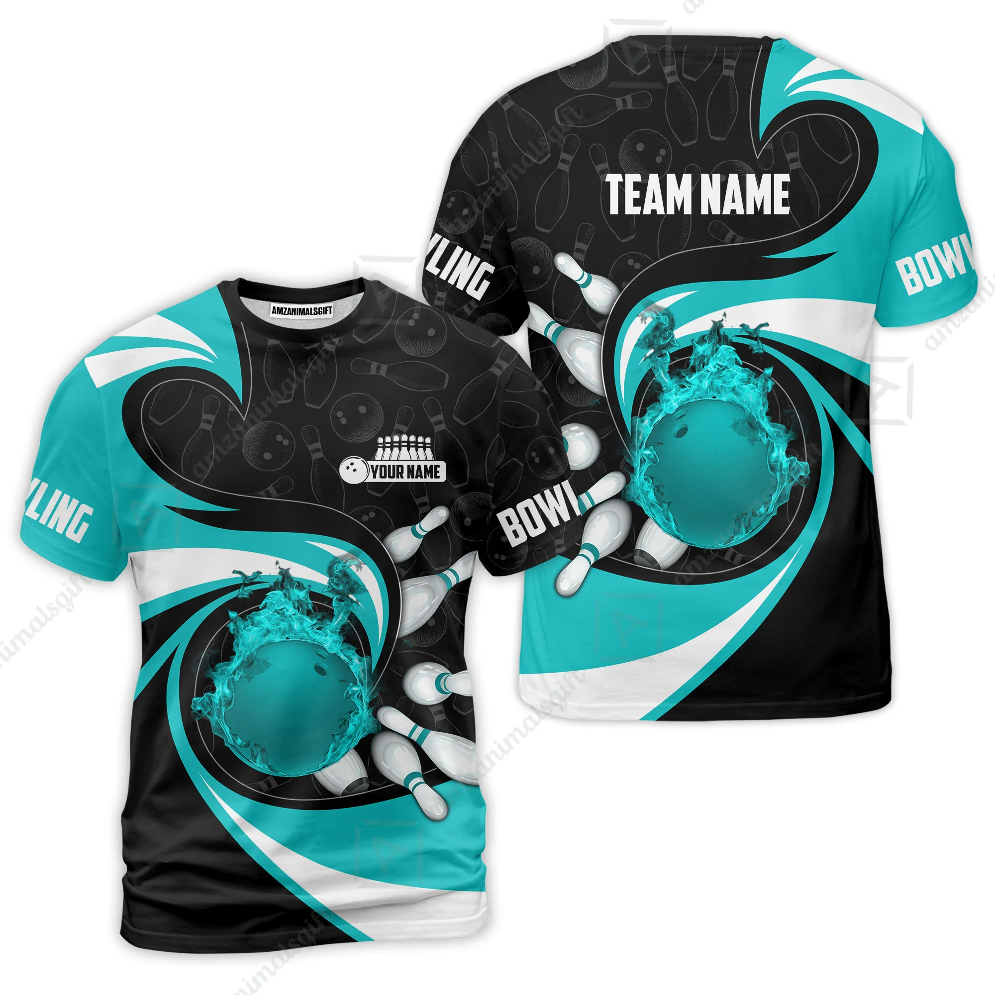 Customized Bowling Jersey Shirt, Bowling Ball And Pins Vortex Pattern Multicolor Customized Name And Team Name For Bowling Team - Image 7