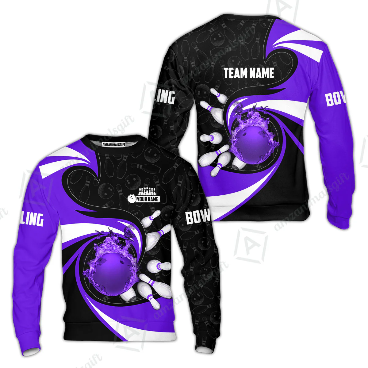 Customized Bowling Jersey Shirt, Bowling Ball And Pins Vortex Pattern Multicolor Customized Name And Team Name For Bowling Team - Image 74