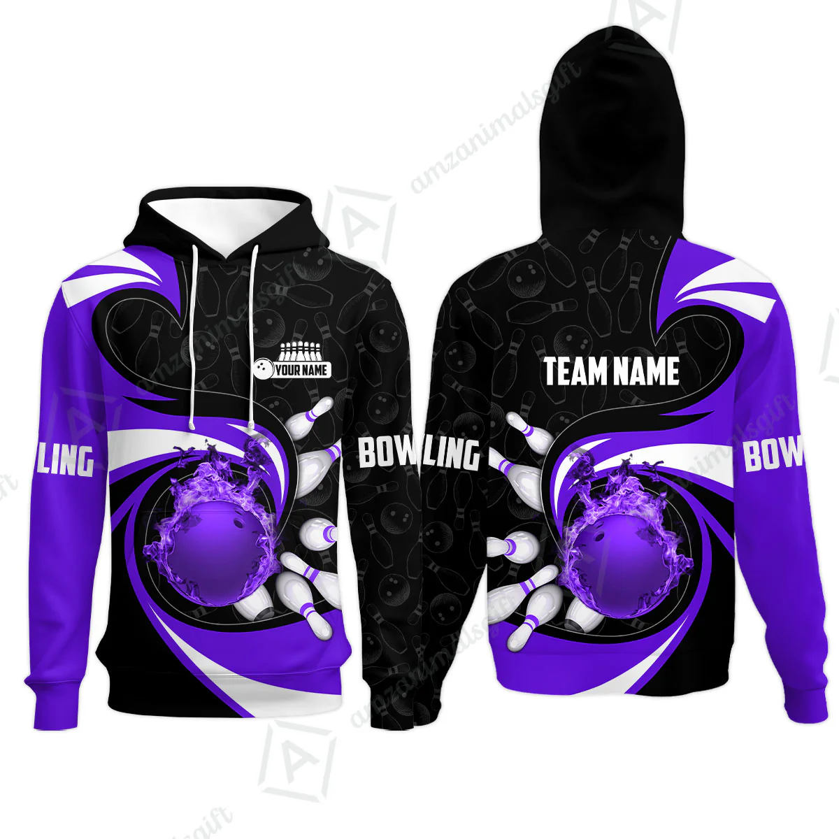 Customized Bowling Jersey Shirt, Bowling Ball And Pins Vortex Pattern Multicolor Customized Name And Team Name For Bowling Team - Image 75