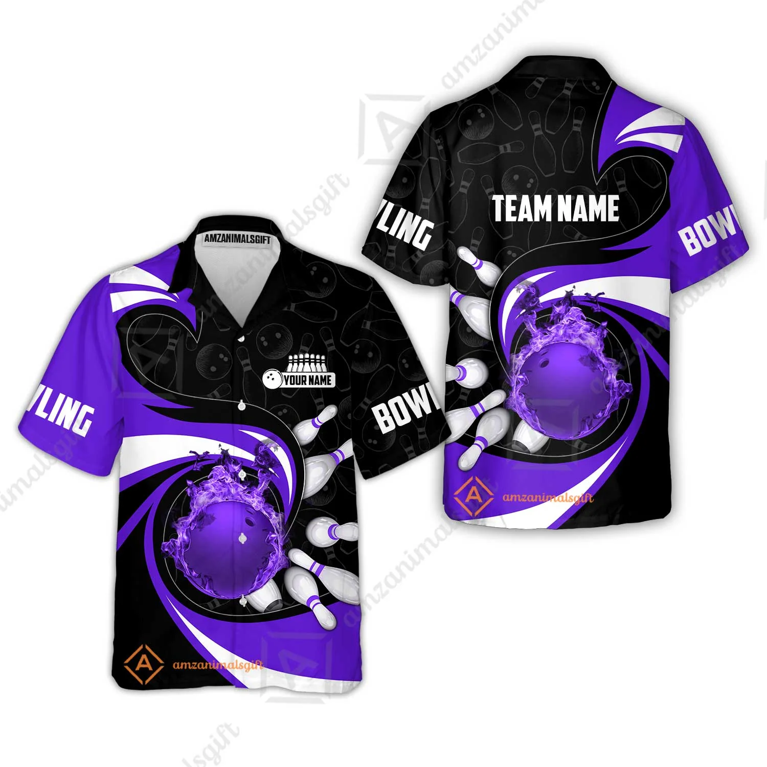 Customized Bowling Jersey Shirt, Bowling Ball And Pins Vortex Pattern Multicolor Customized Name And Team Name For Bowling Team - Image 77