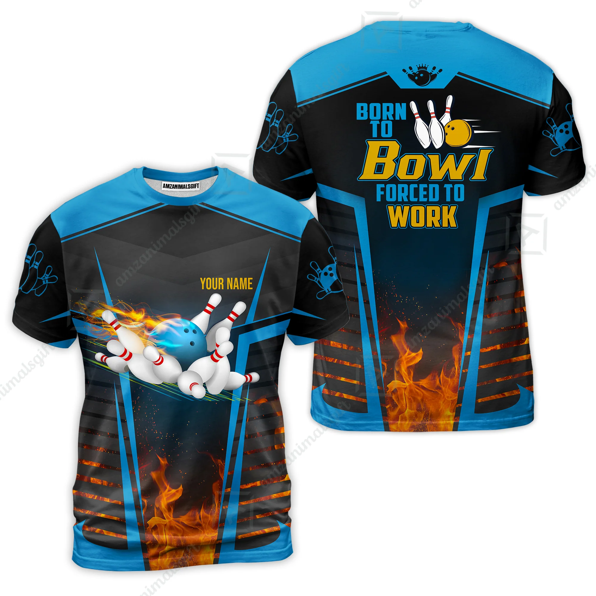 Customized Bowling Jersey, The Blue Bowling Ball Born To Bowl Forced To Work Personalized Name Custom Team Name Logo For Bowling Team - Image 10