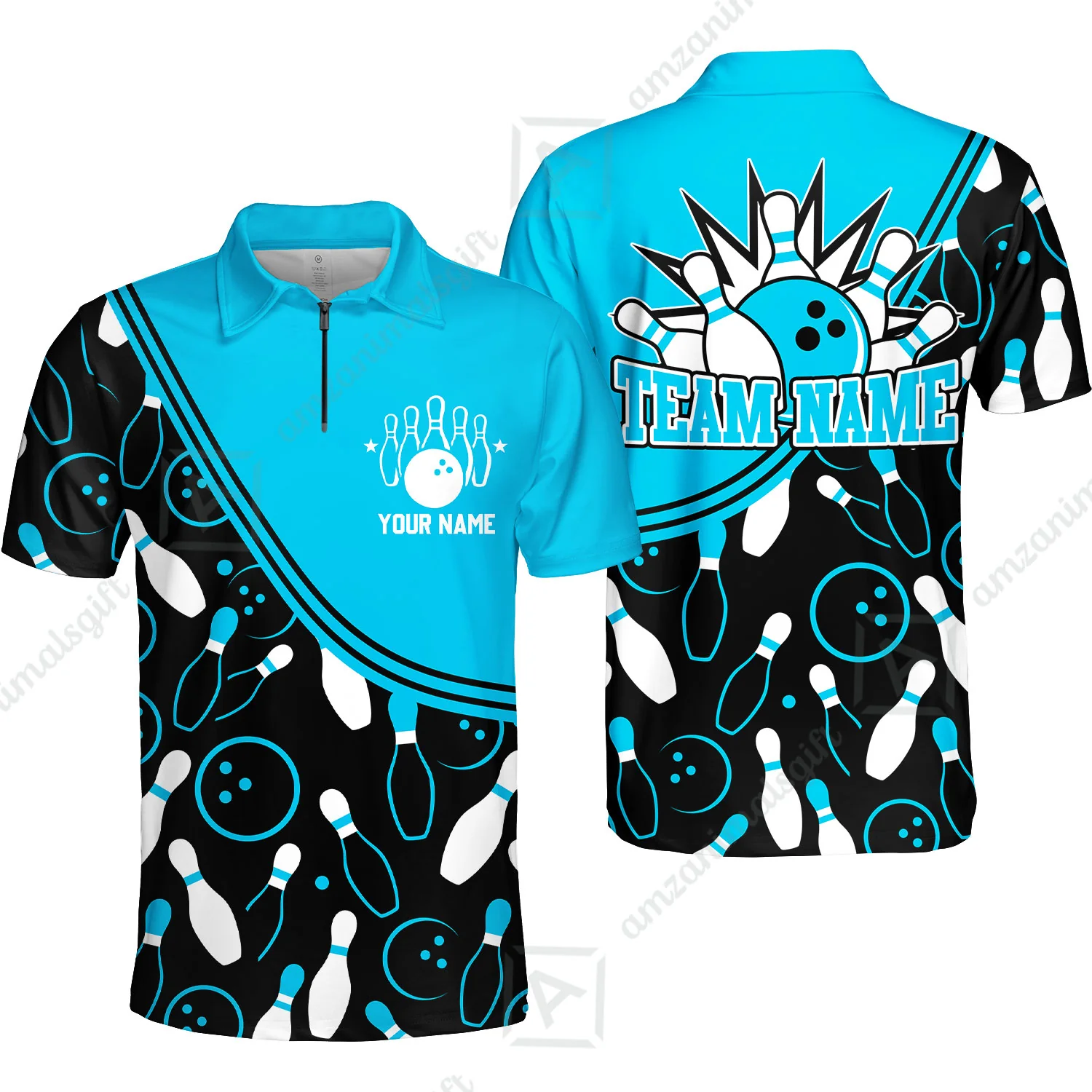 Customized Bowling Quarter-Zip Polo Shirt, Bowling Multicolor Custom Team Bowling Uniform Jersey for Bowlers - Image 2