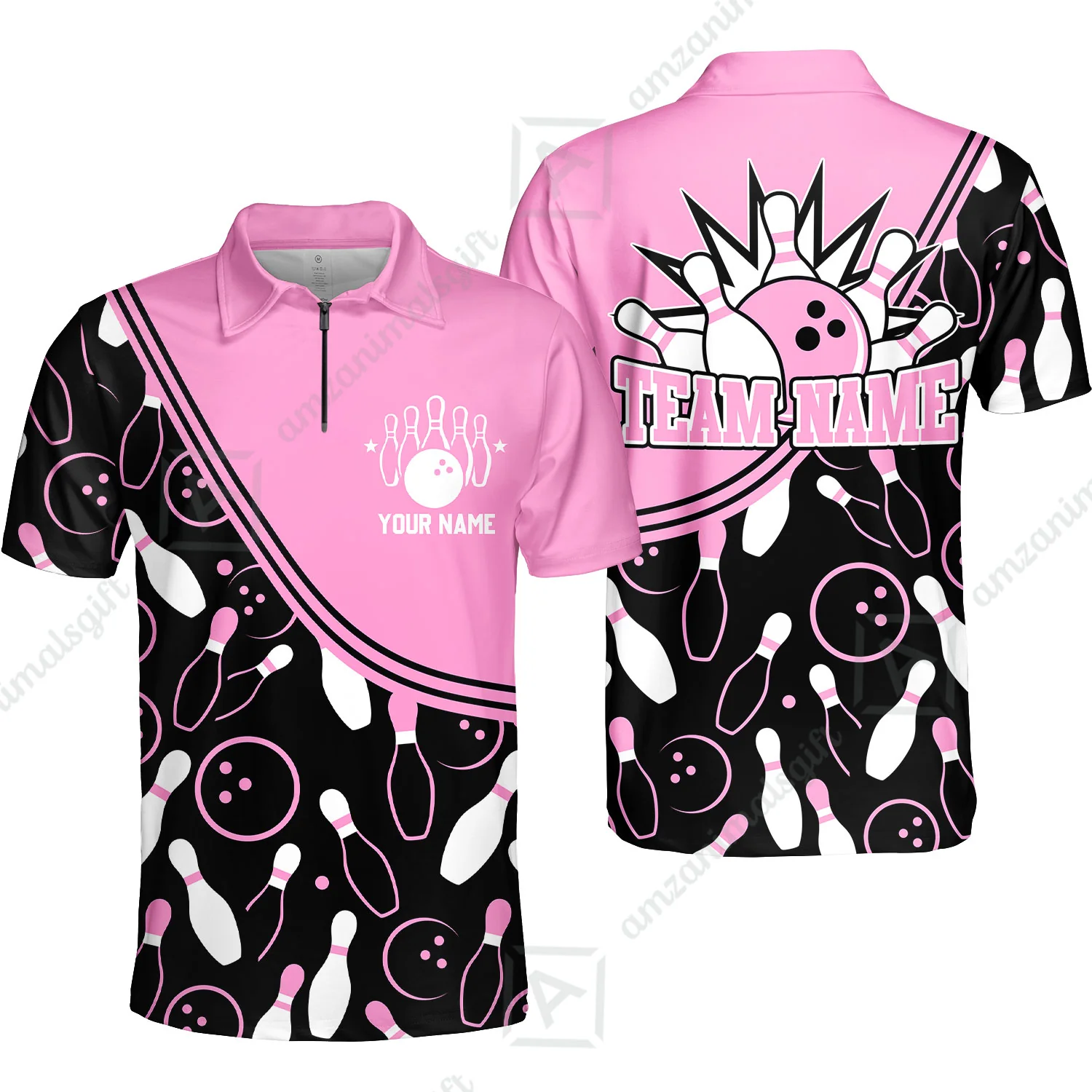 Customized Bowling Quarter-Zip Polo Shirt, Bowling Multicolor Custom Team Bowling Uniform Jersey for Bowlers - Image 3
