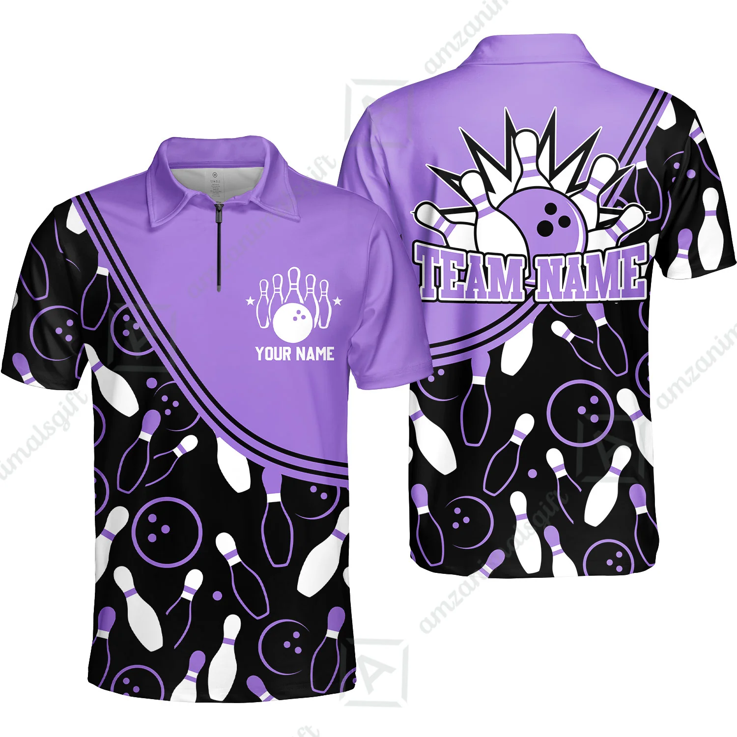 Customized Bowling Quarter-Zip Polo Shirt, Bowling Multicolor Custom Team Bowling Uniform Jersey for Bowlers - Image 4