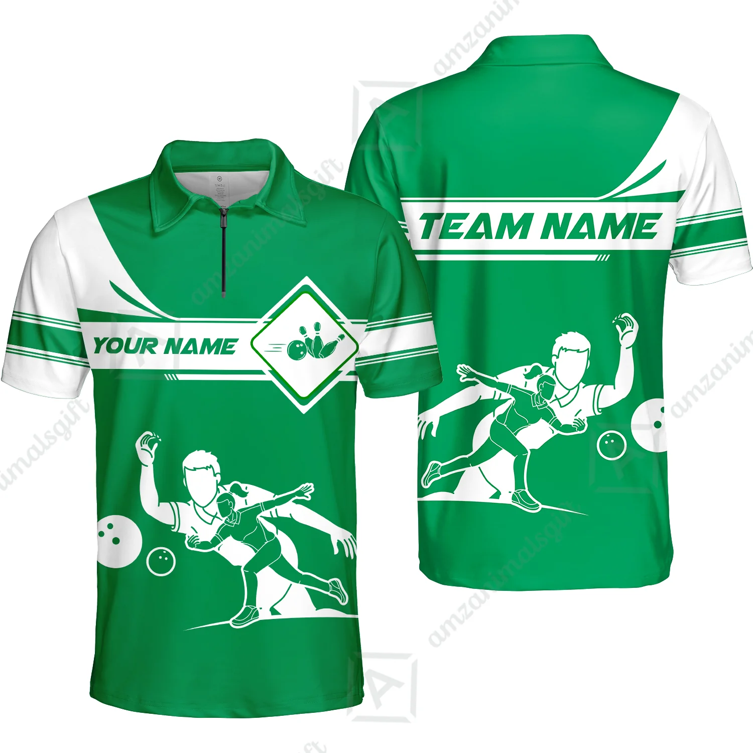 Customized Bowling Quarter-Zip Polo Shirt , Men And Women Playing Bowling Ball Quarter-Zip Polo Uniform Multicolor For Bowlers - Image 15