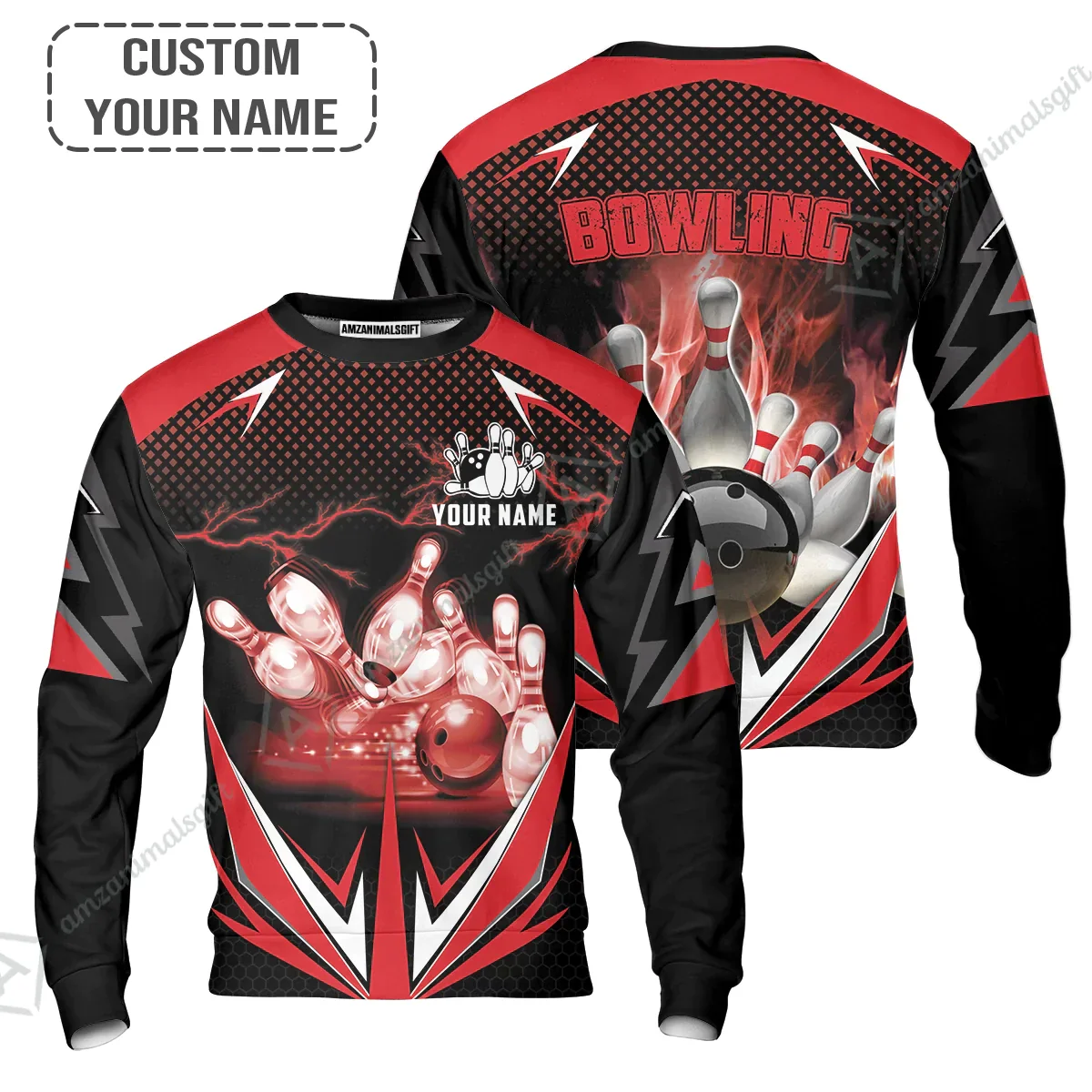 Customized Bowling Red Fire Jersey For Bowling Players, Bowling Team Uniform Shirts, Gift For Men, Bowling Lovers, Bowlers - Image 7
