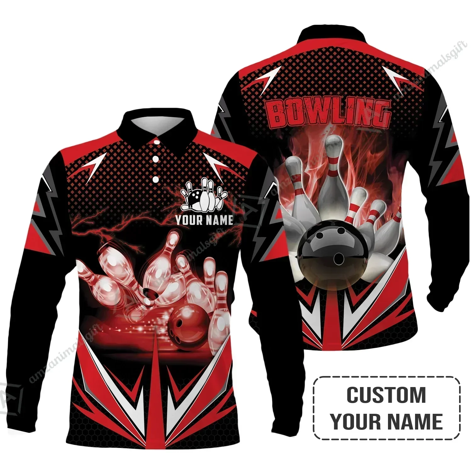 Customized Bowling Red Fire Sweatshirt For Bowling Players, Bowling Team Uniform Shirts, Gift For Men Women, Bowling Lovers, Bowlers - Image 4