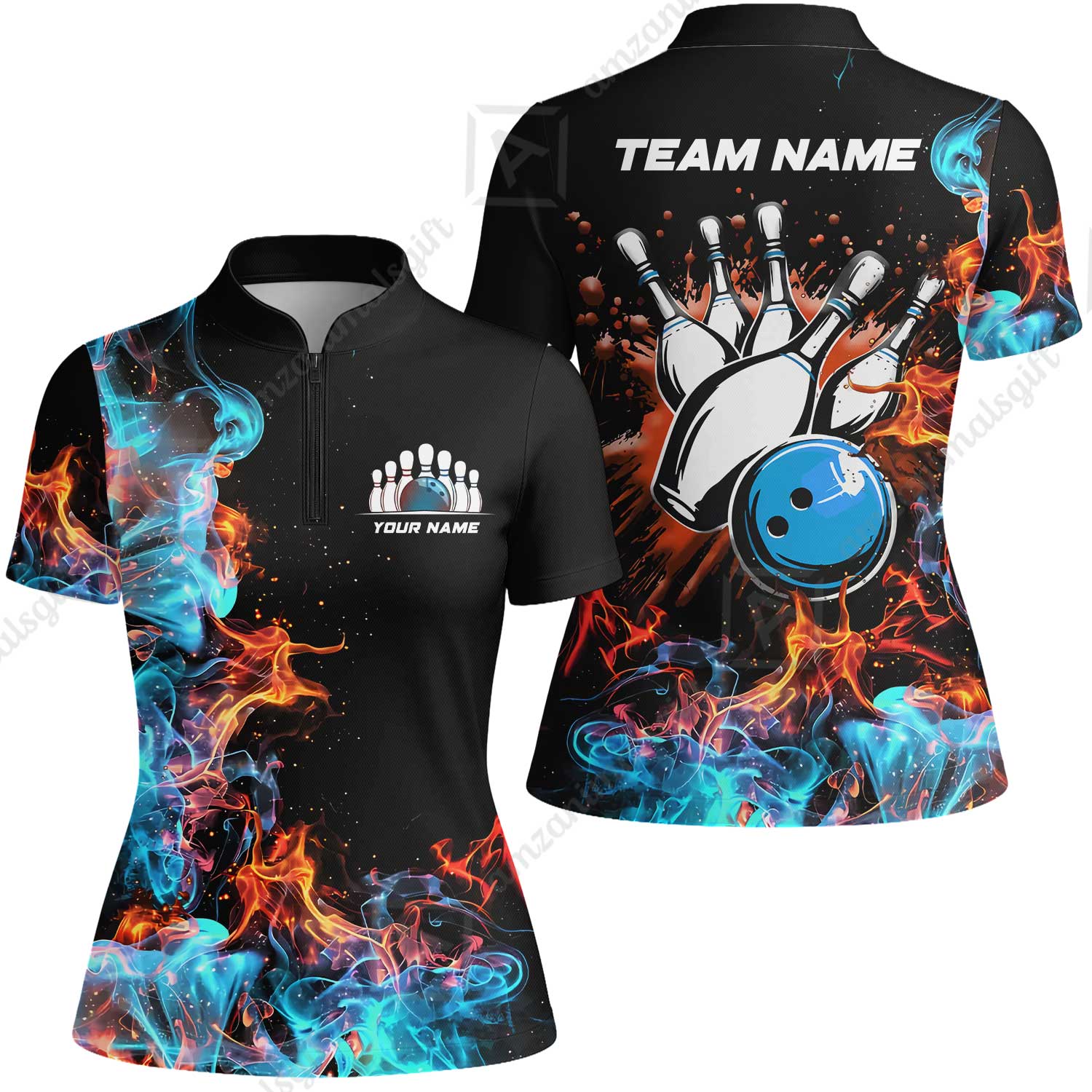Customized Bowling Team Jersey, Bowling In Fires Multicolor Option Shirts, Custom Bowling Uniforms Jerseys For Bowlers - Image 13