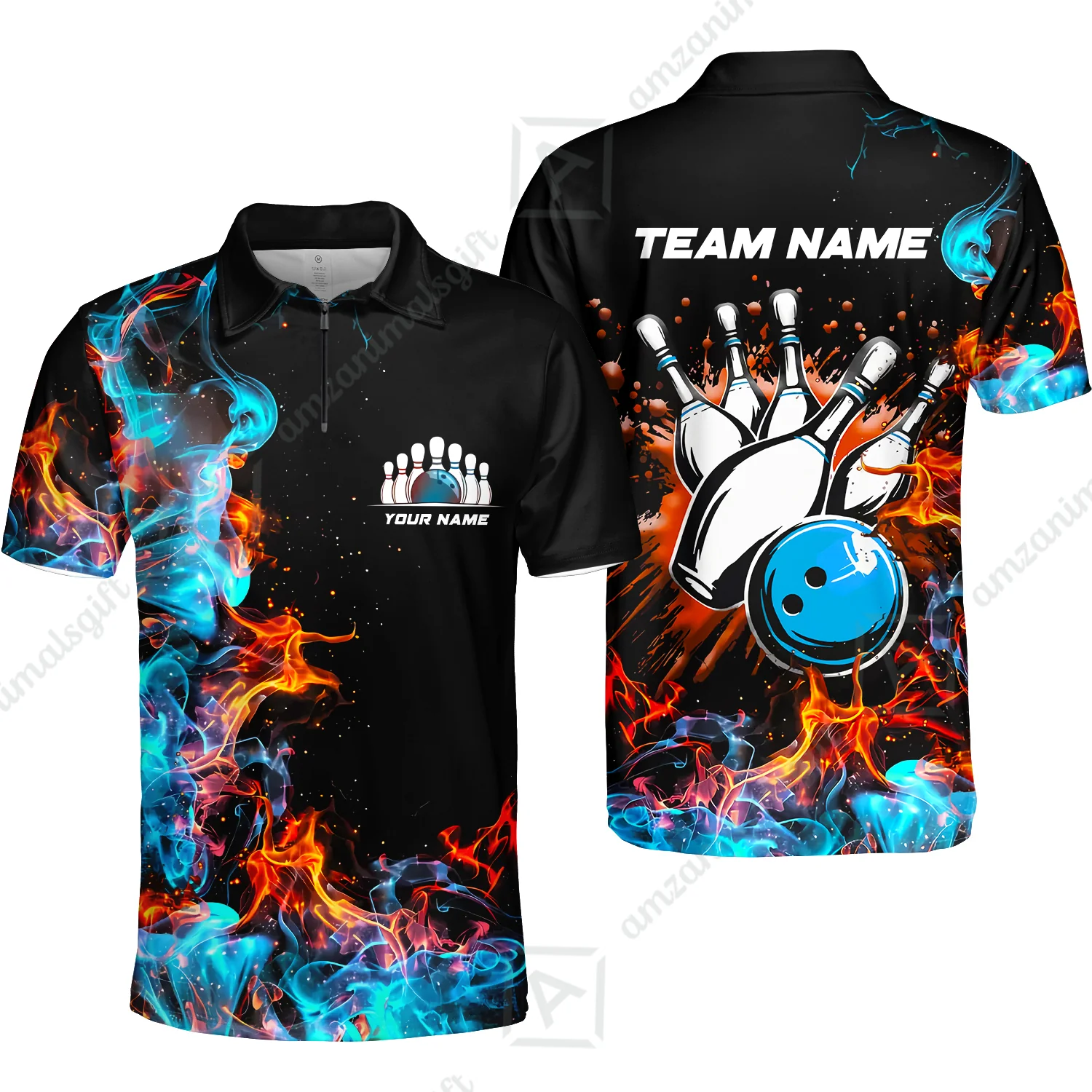 Customized Bowling Team Jersey, Bowling In Fires Multicolor Option Shirts, Custom Bowling Uniforms Jerseys For Bowlers - Image 7