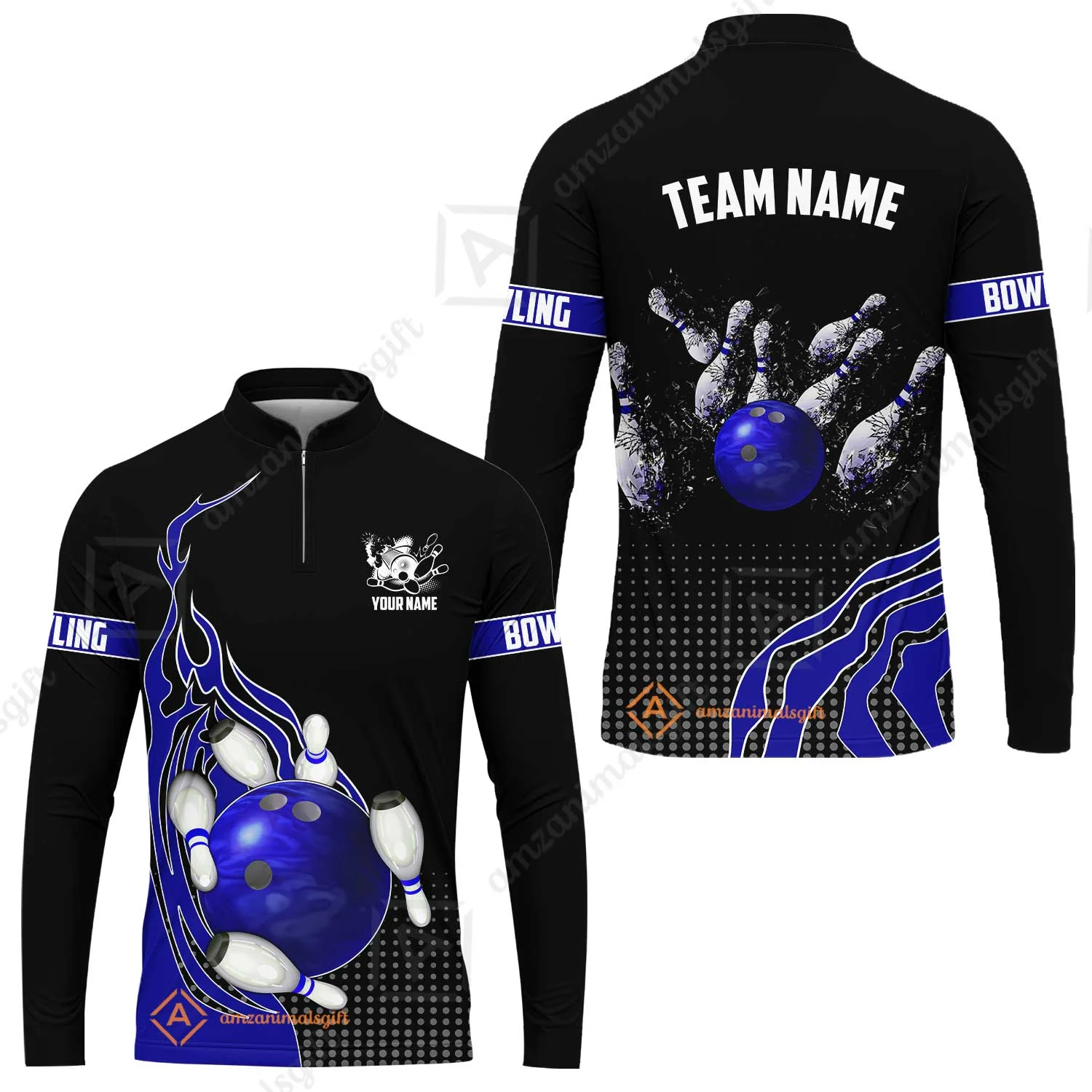 Customized Bowling Unisex Polo Shirt, Bowling And Breaking Pins Multicolor Option Customized Name And Team Name Polo Jerseys Shirts - Image 14