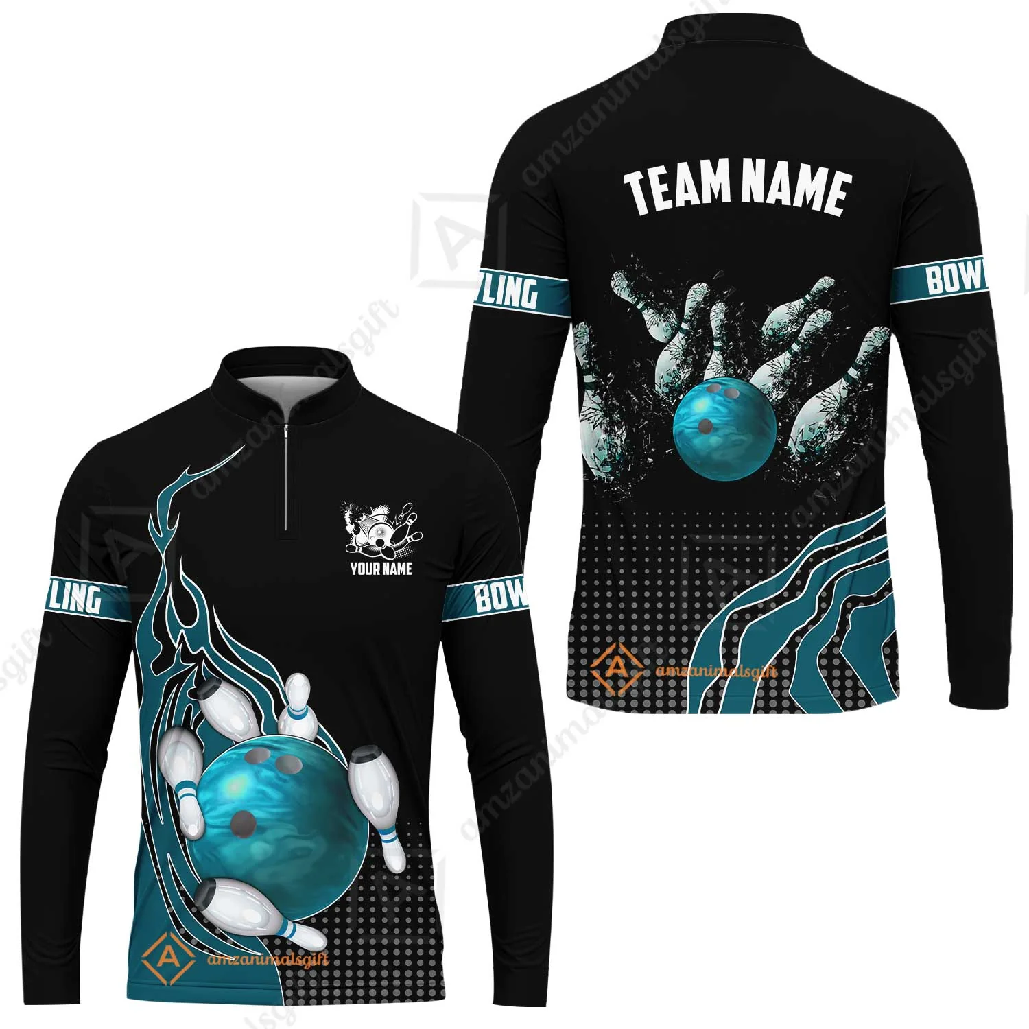 Customized Bowling Unisex Polo Shirt, Bowling And Breaking Pins Multicolor Option Customized Name And Team Name Polo Jerseys Shirts - Image 15