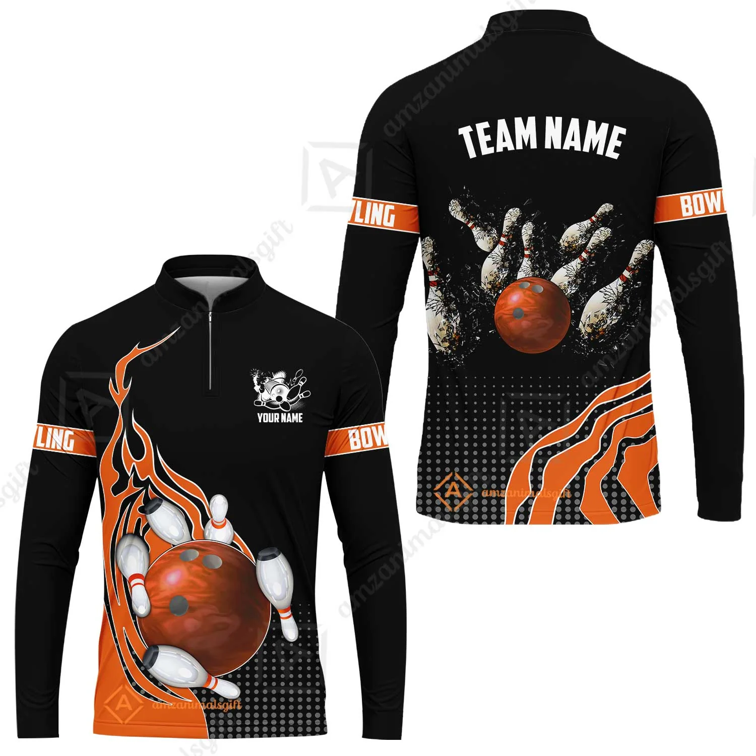 Customized Bowling Unisex Polo Shirt, Bowling And Breaking Pins Multicolor Option Customized Name And Team Name Polo Jerseys Shirts - Image 16