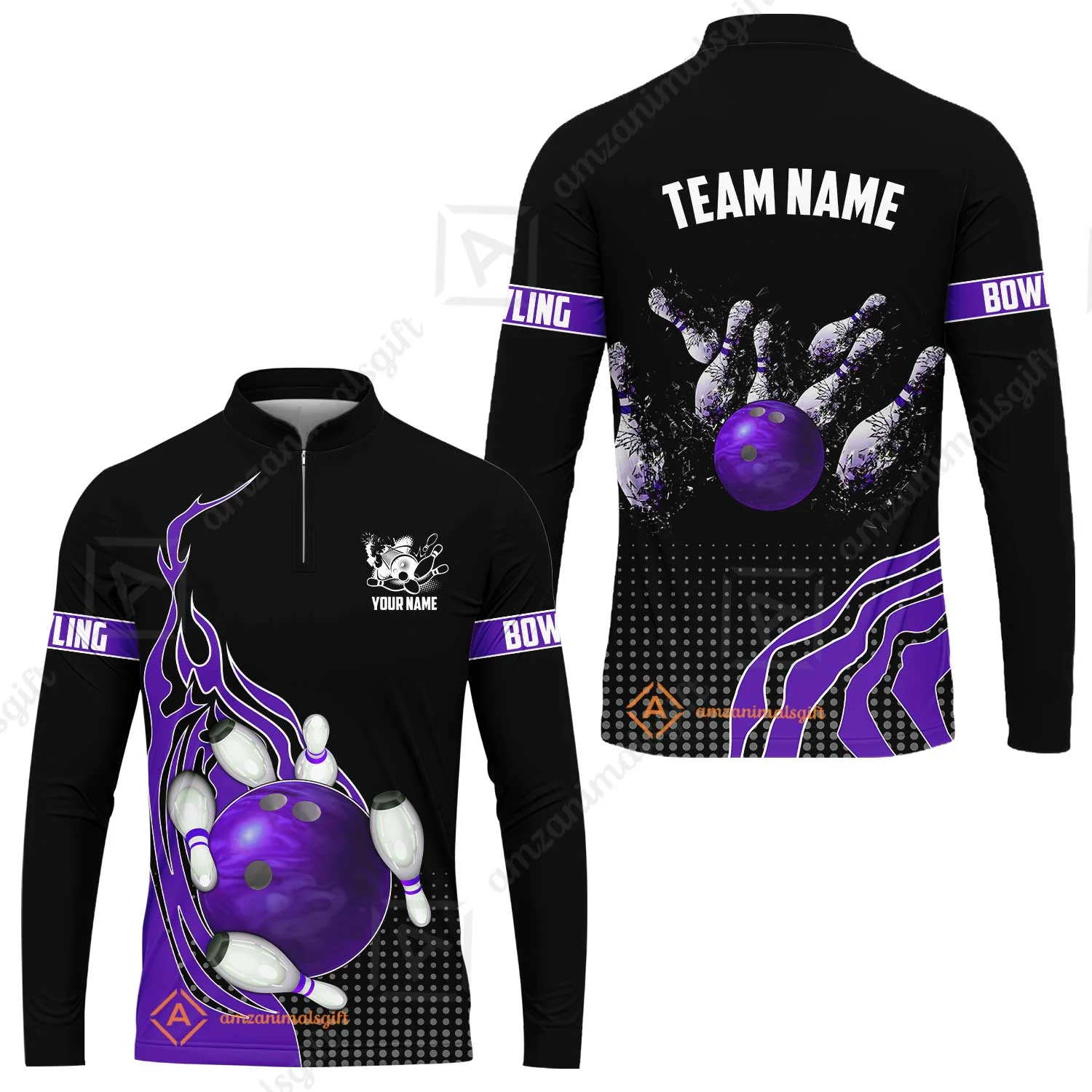 Customized Bowling Unisex Polo Shirt, Bowling And Breaking Pins Multicolor Option Customized Name And Team Name Polo Jerseys Shirts - Image 17