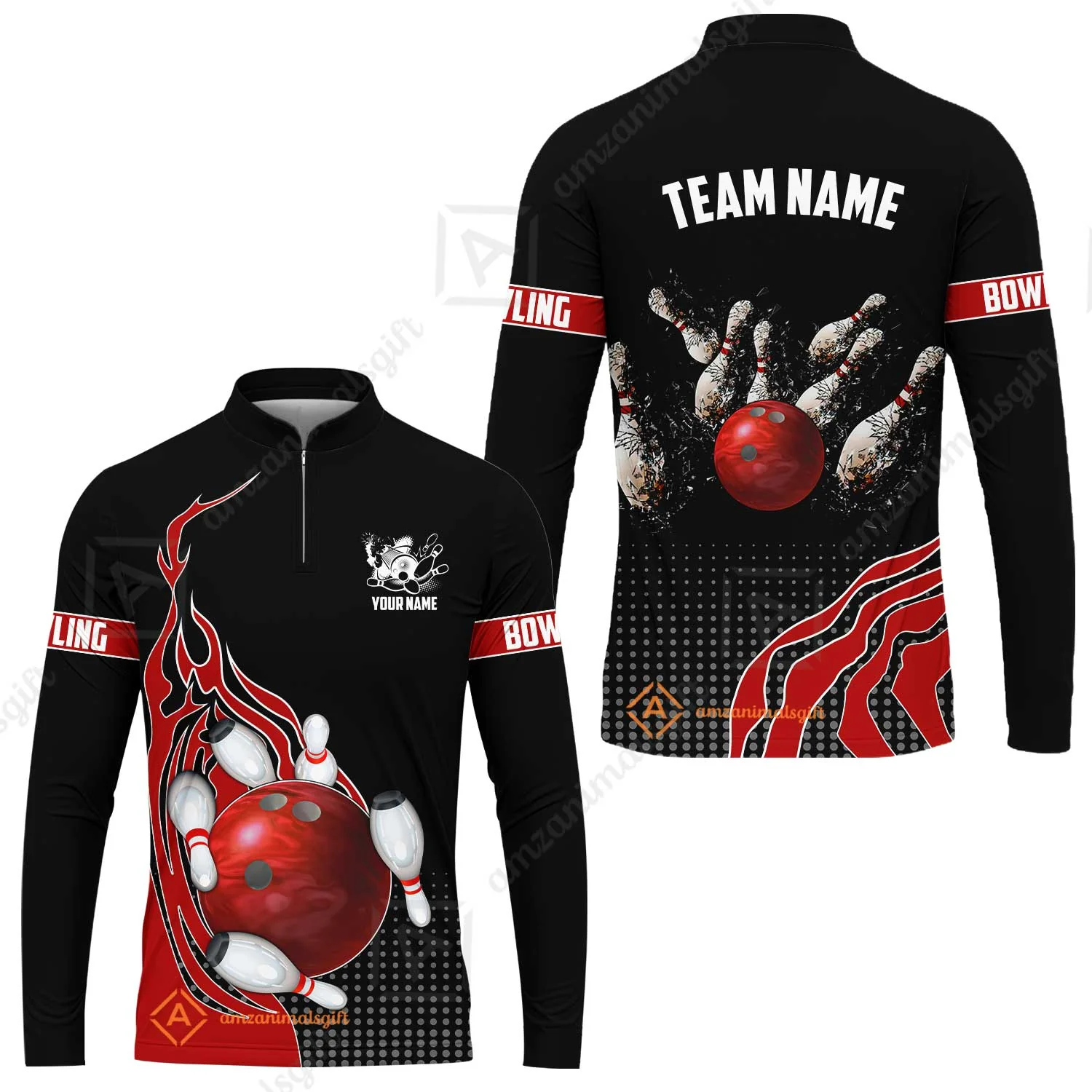Customized Bowling Unisex Polo Shirt, Bowling And Breaking Pins Multicolor Option Customized Name And Team Name Polo Jerseys Shirts - Image 18