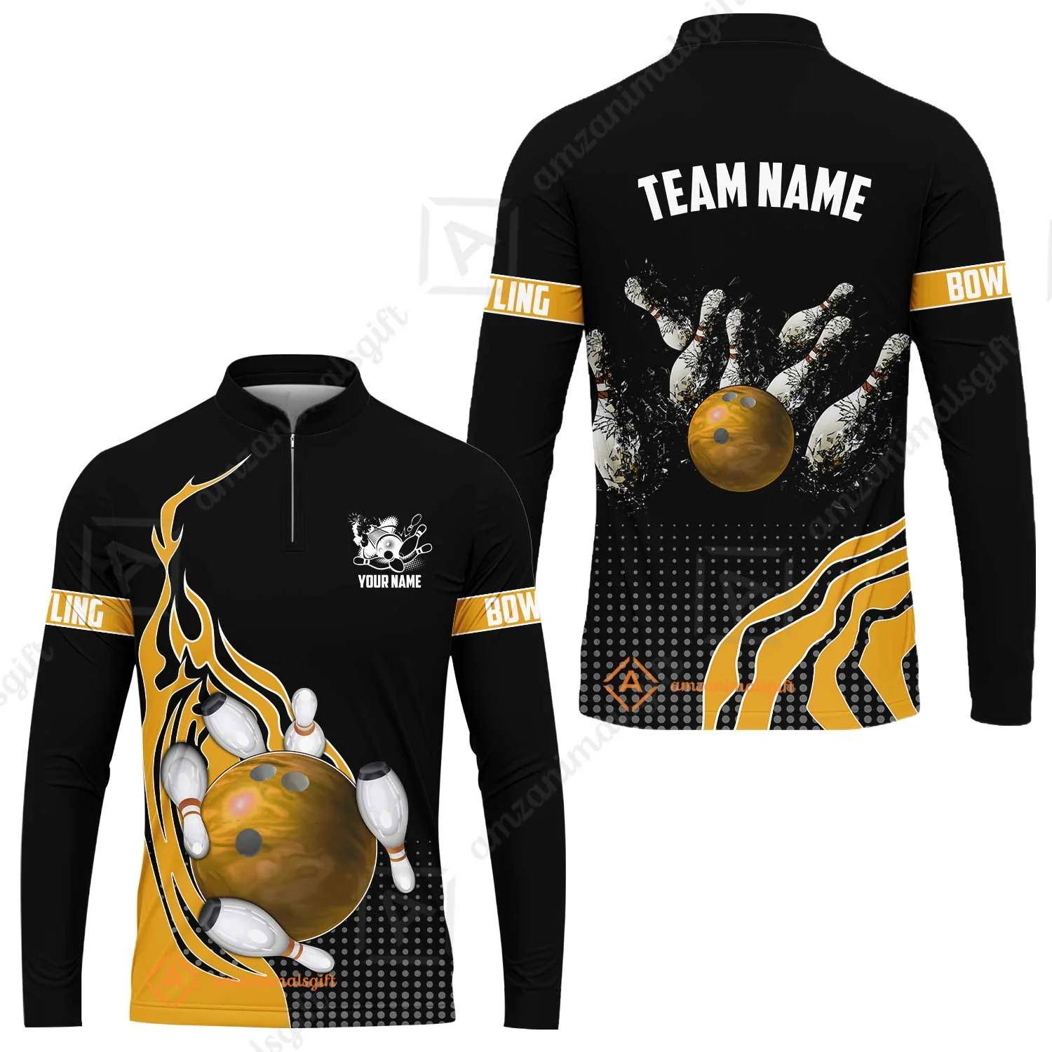 Customized Bowling Unisex Polo Shirt, Bowling And Breaking Pins Multicolor Option Customized Name And Team Name Polo Jerseys Shirts - Image 19