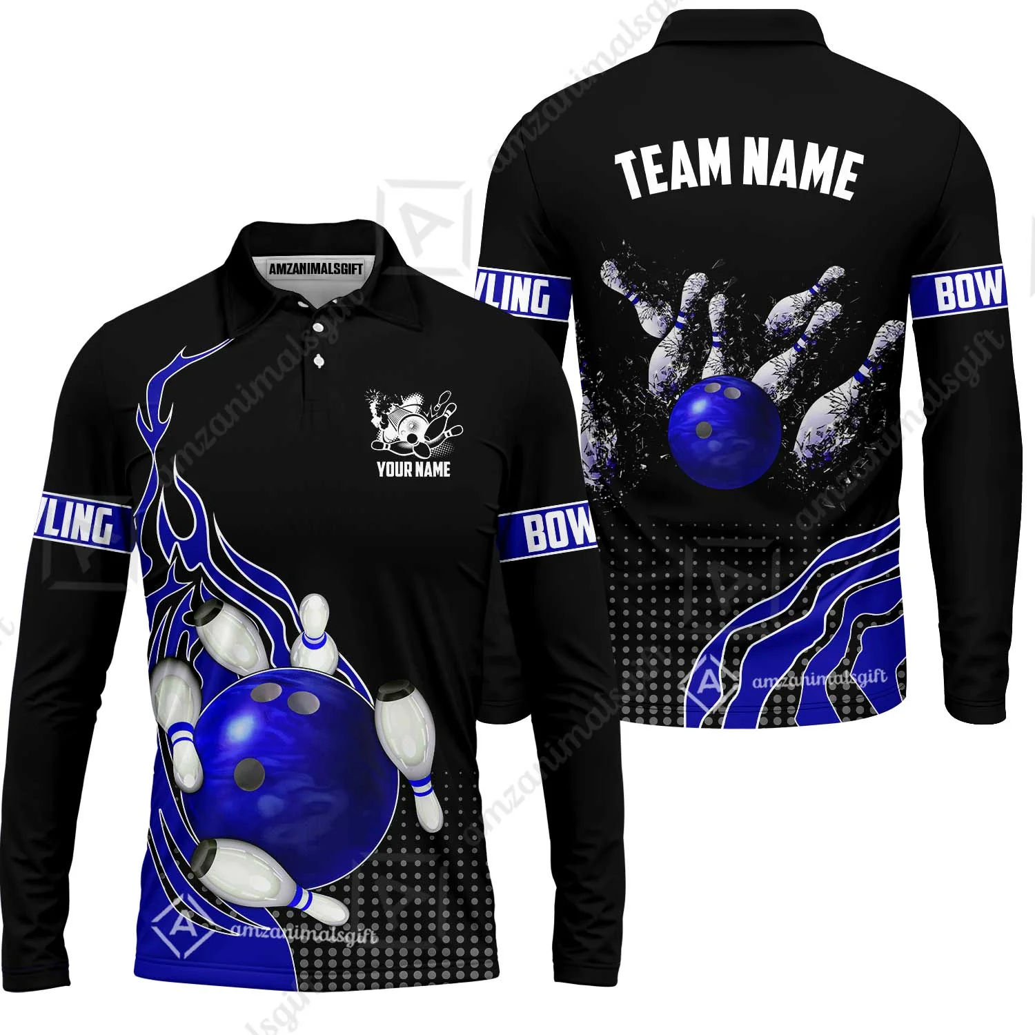 Customized Bowling Unisex Polo Shirt, Bowling And Breaking Pins Multicolor Option Customized Name And Team Name Polo Jerseys Shirts - Image 20