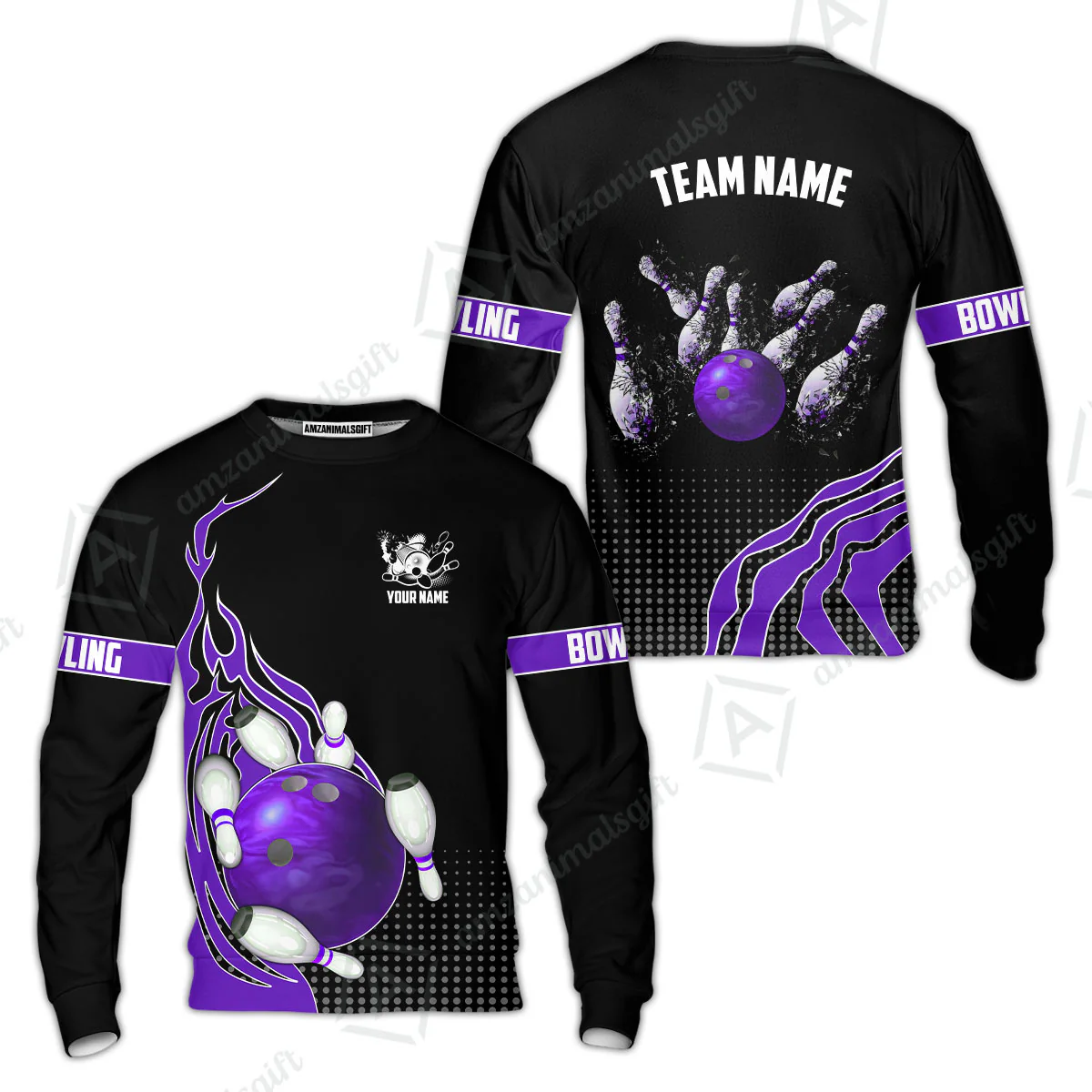 Customized Bowling Unisex Polo Shirt, Bowling And Breaking Pins Multicolor Option Customized Name And Team Name Polo Jerseys Shirts - Image 35