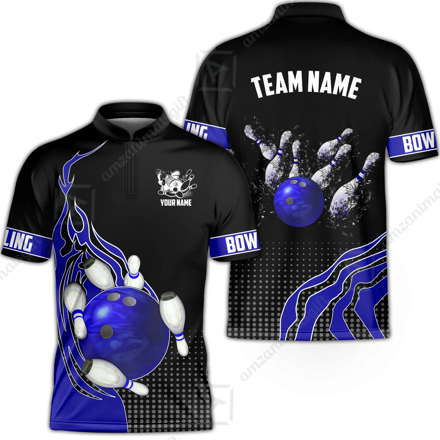 Customized Bowling Unisex Polo Shirt, Bowling And Breaking Pins Multicolor Option Customized Name And Team Name Polo Jerseys Shirts - Image 50