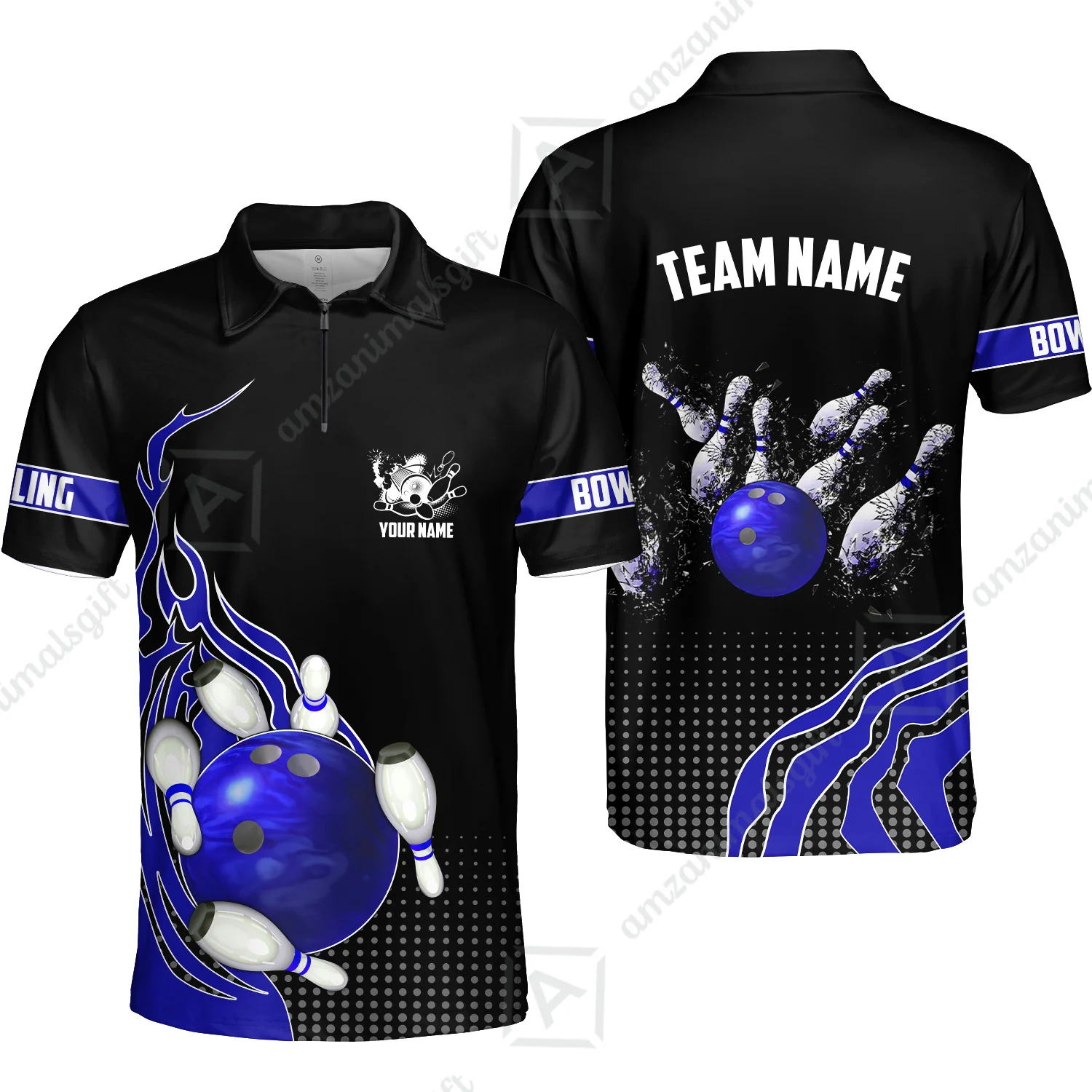 Customized Bowling Unisex Polo Shirt, Bowling And Breaking Pins Multicolor Option Customized Name And Team Name Polo Jerseys Shirts - Image 56