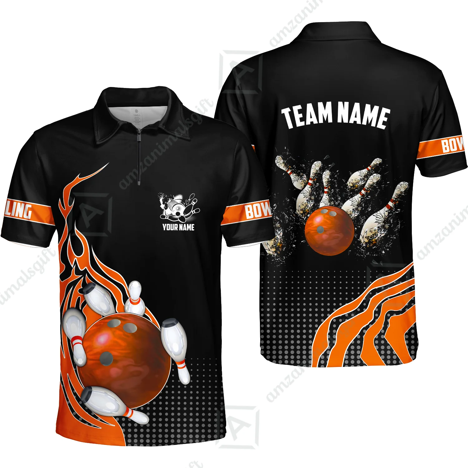 Customized Bowling Unisex Polo Shirt, Bowling And Breaking Pins Multicolor Option Customized Name And Team Name Polo Jerseys Shirts - Image 58