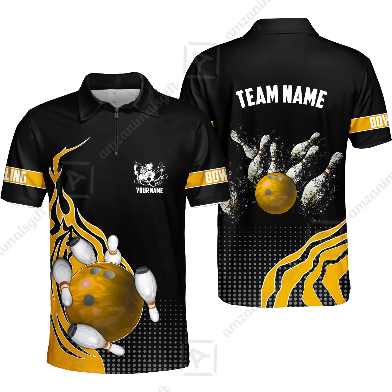Customized Bowling Unisex Polo Shirt, Bowling And Breaking Pins Multicolor Option Customized Name And Team Name Polo Jerseys Shirts - Image 61
