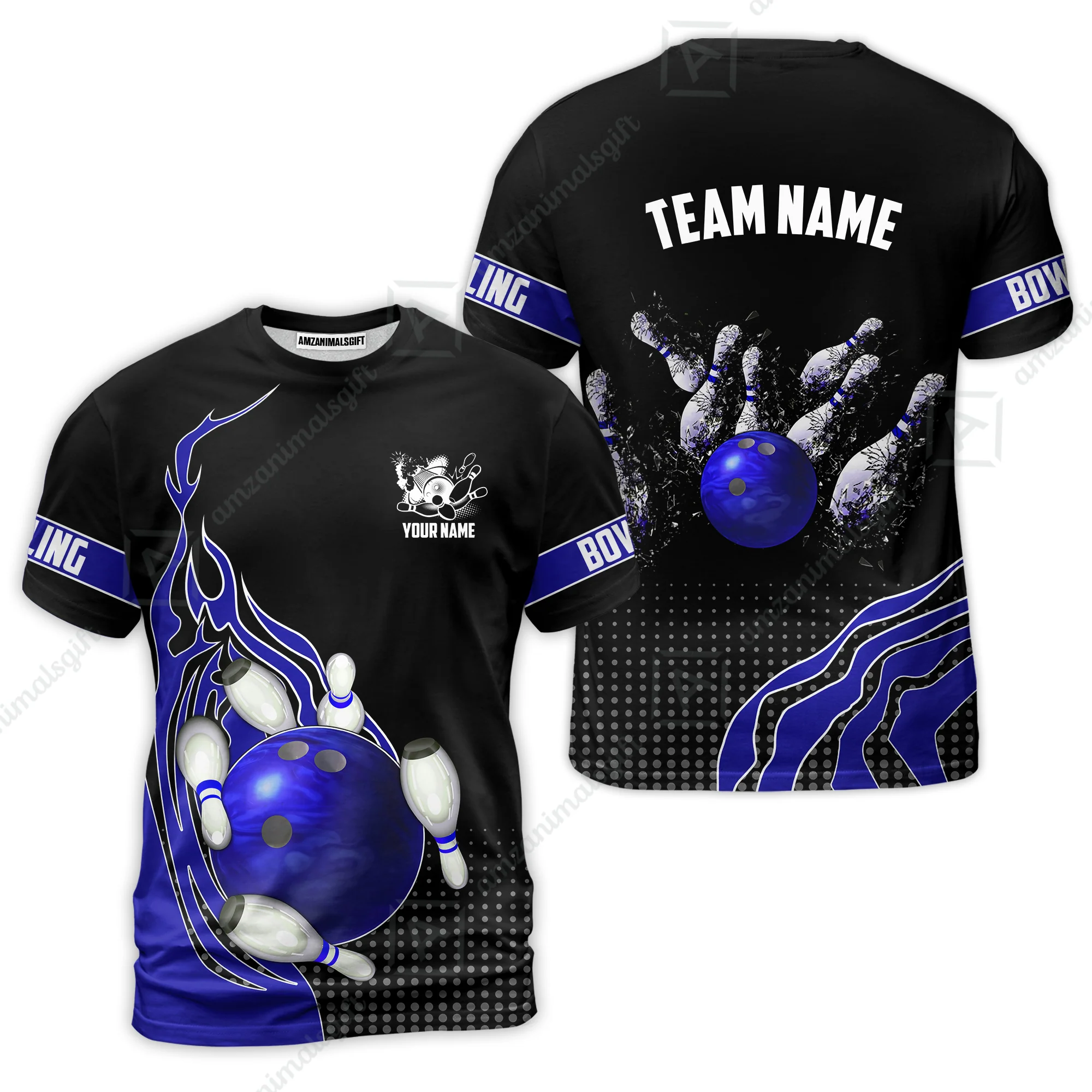 Customized Bowling Unisex Polo Shirt, Bowling And Breaking Pins Multicolor Option Customized Name And Team Name Polo Jerseys Shirts - Image 62