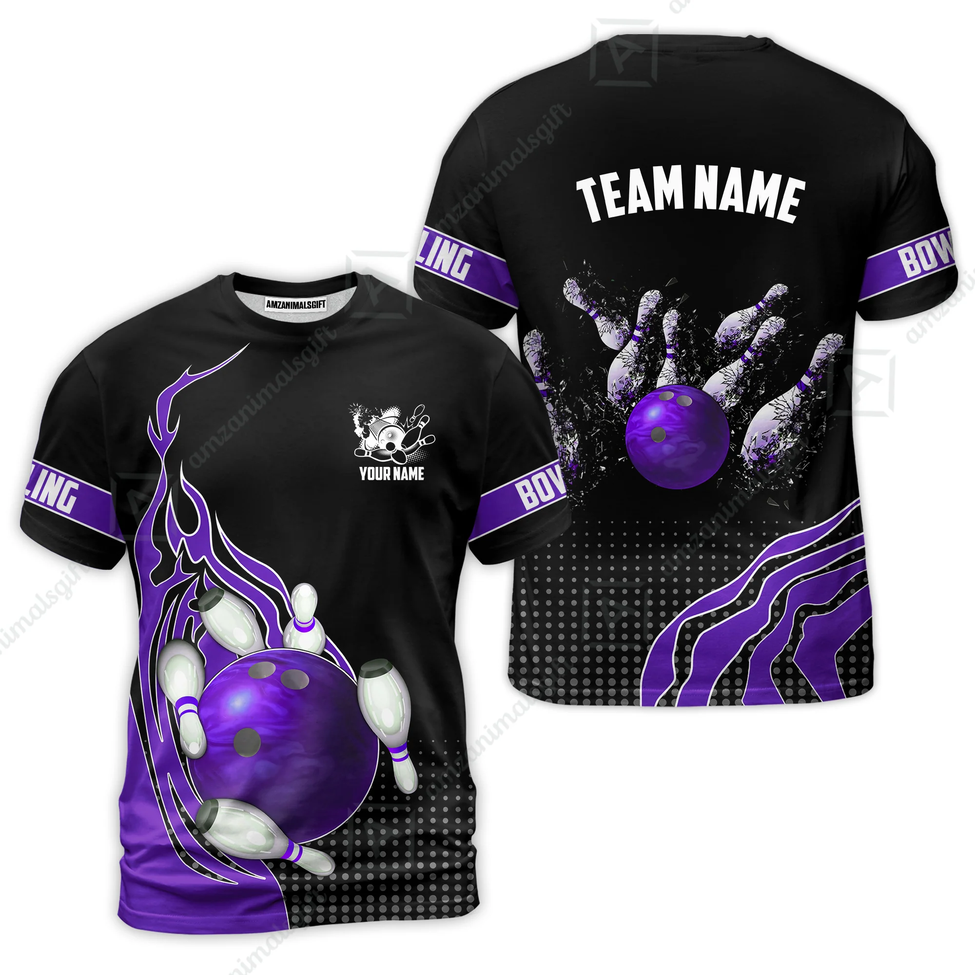 Customized Bowling Unisex Polo Shirt, Bowling And Breaking Pins Multicolor Option Customized Name And Team Name Polo Jerseys Shirts - Image 65