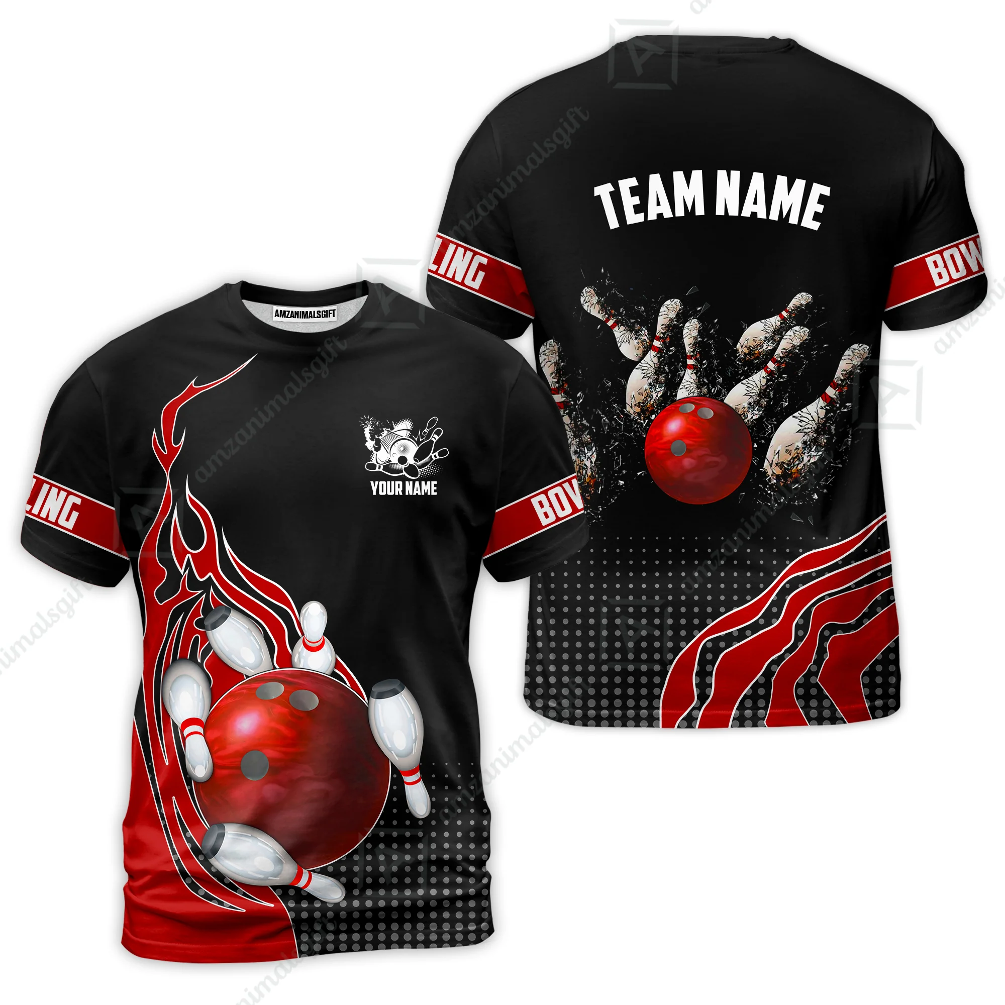 Customized Bowling Unisex Polo Shirt, Bowling And Breaking Pins Multicolor Option Customized Name And Team Name Polo Jerseys Shirts - Image 66