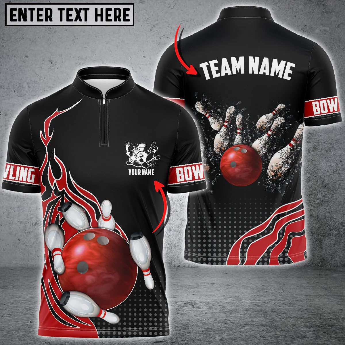 Customized Bowling Unisex Polo Shirt, Bowling And Breaking Pins Multicolor Option Customized Name And Team Name Polo Jerseys Shirts - Image 74