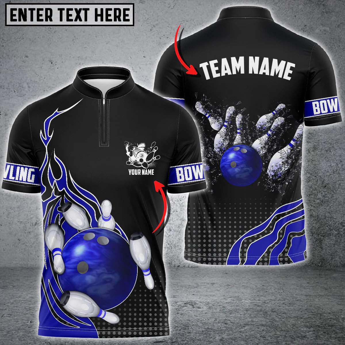 Customized Bowling Unisex Polo Shirt, Bowling And Breaking Pins Multicolor Option Customized Name And Team Name Polo Jerseys Shirts - Image 75