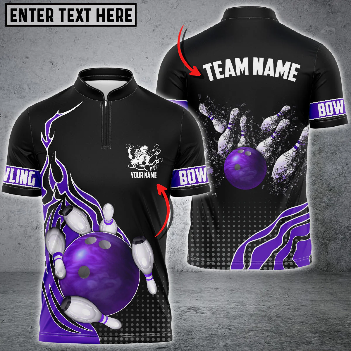 Customized Bowling Unisex Polo Shirt, Bowling And Breaking Pins Multicolor Option Customized Name And Team Name Polo Jerseys Shirts - Image 77